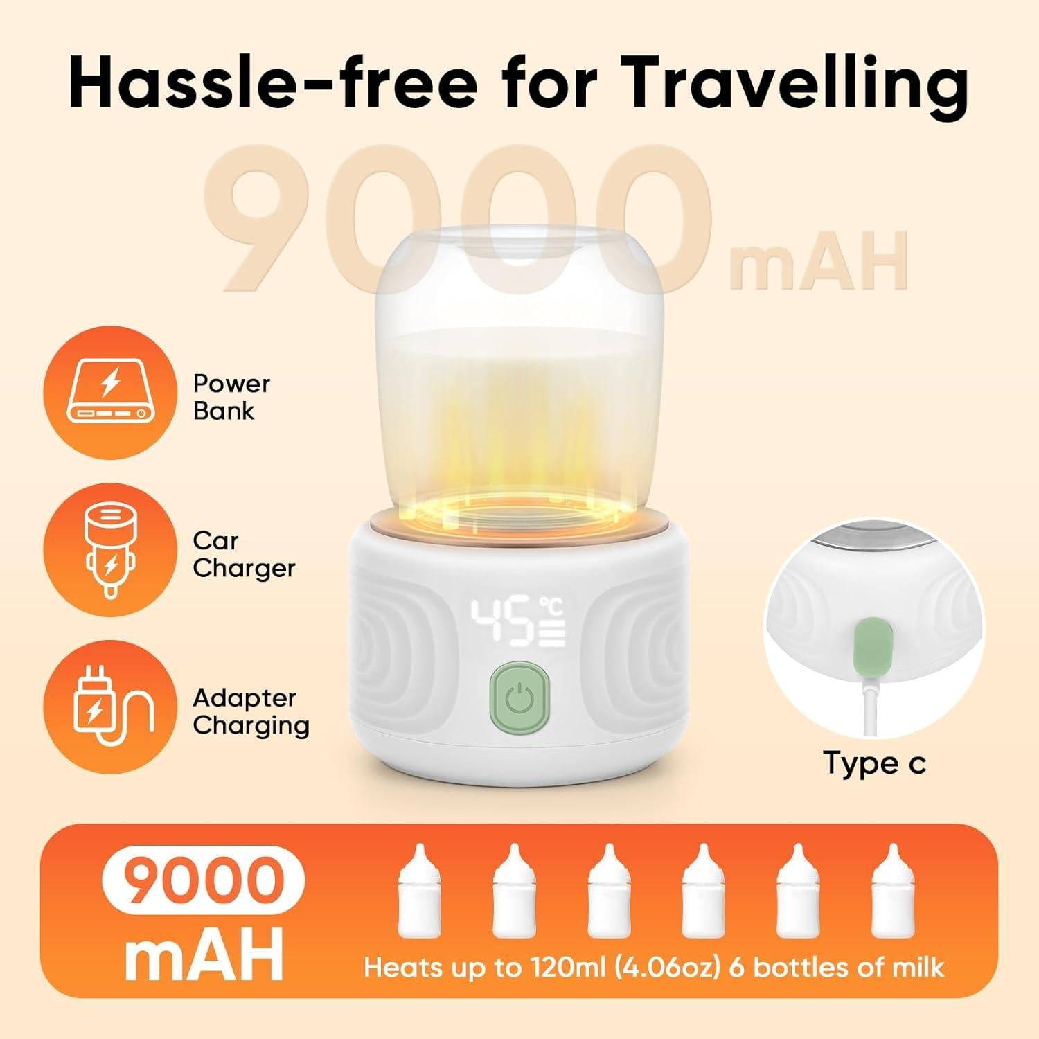 Calentador de Biberones Portátil Maypott 3 Minutos 4 Temperaturas