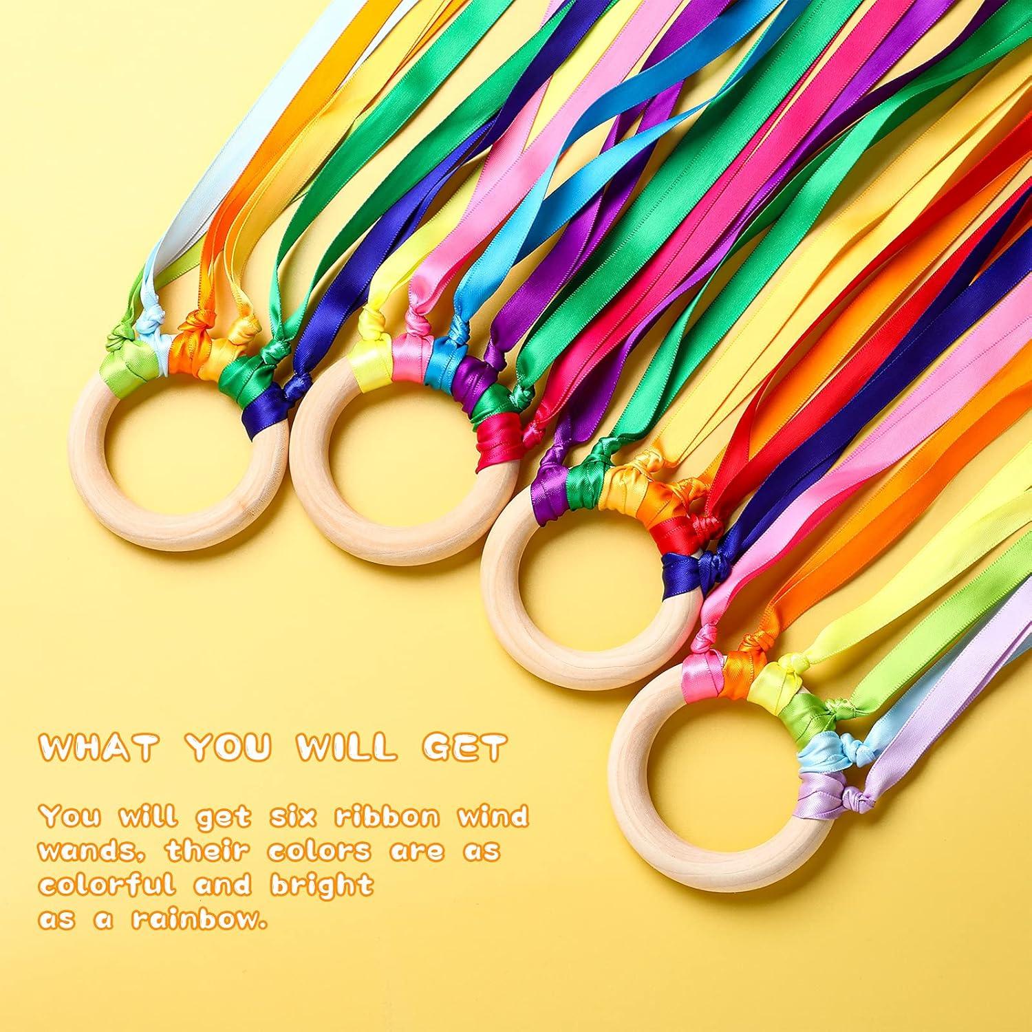 Varitas de Cinta Arcoíris Sumind 6 Pcs para Niños - Juguete Educativo