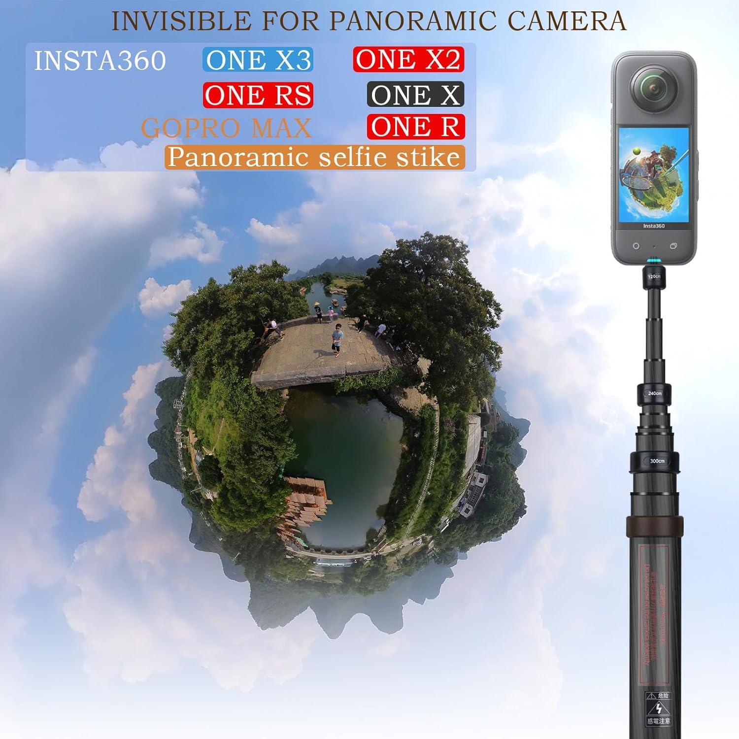 Palo de Selfie 3M Fibra de Carbono 3m para Insta360 X4 X3 X2