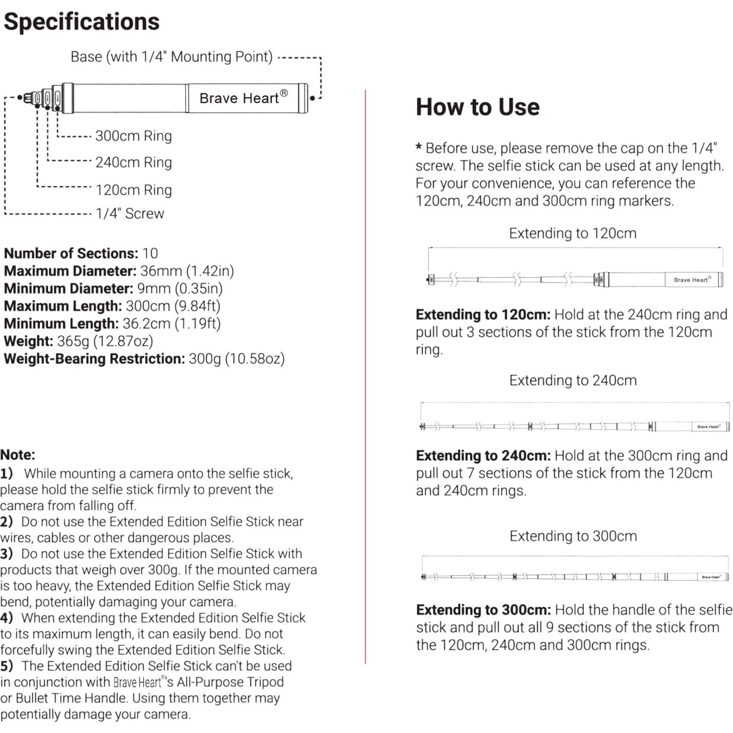 Palo de Selfie 3M Fibra de Carbono 3m para Insta360 X4 X3 X2