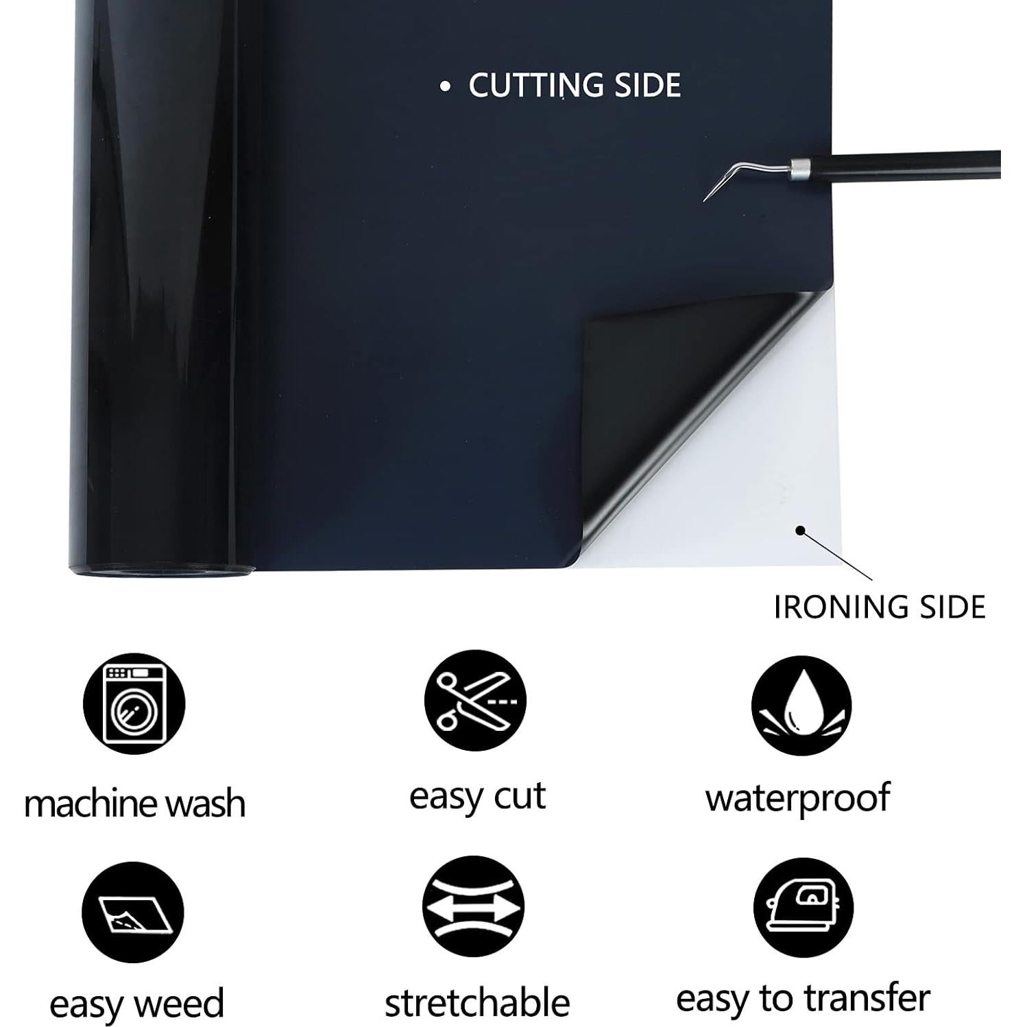 Rollos de Vinilo de Transferencia de Calor GYT 30.5x215 cm Negro