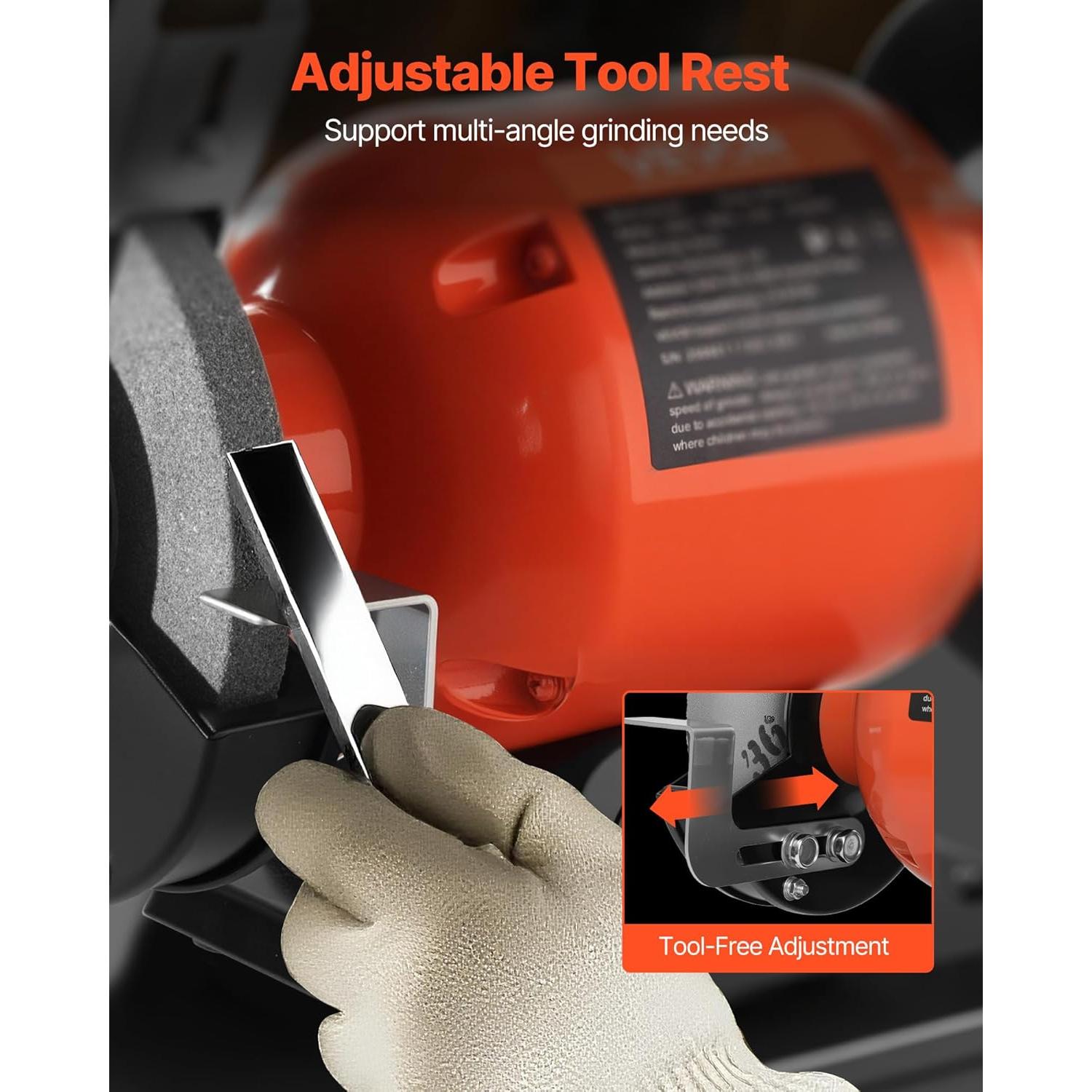 Esmeril de Banco VEVOR 6" 250W 1750RPM con Ruedas de 36/60 Granos