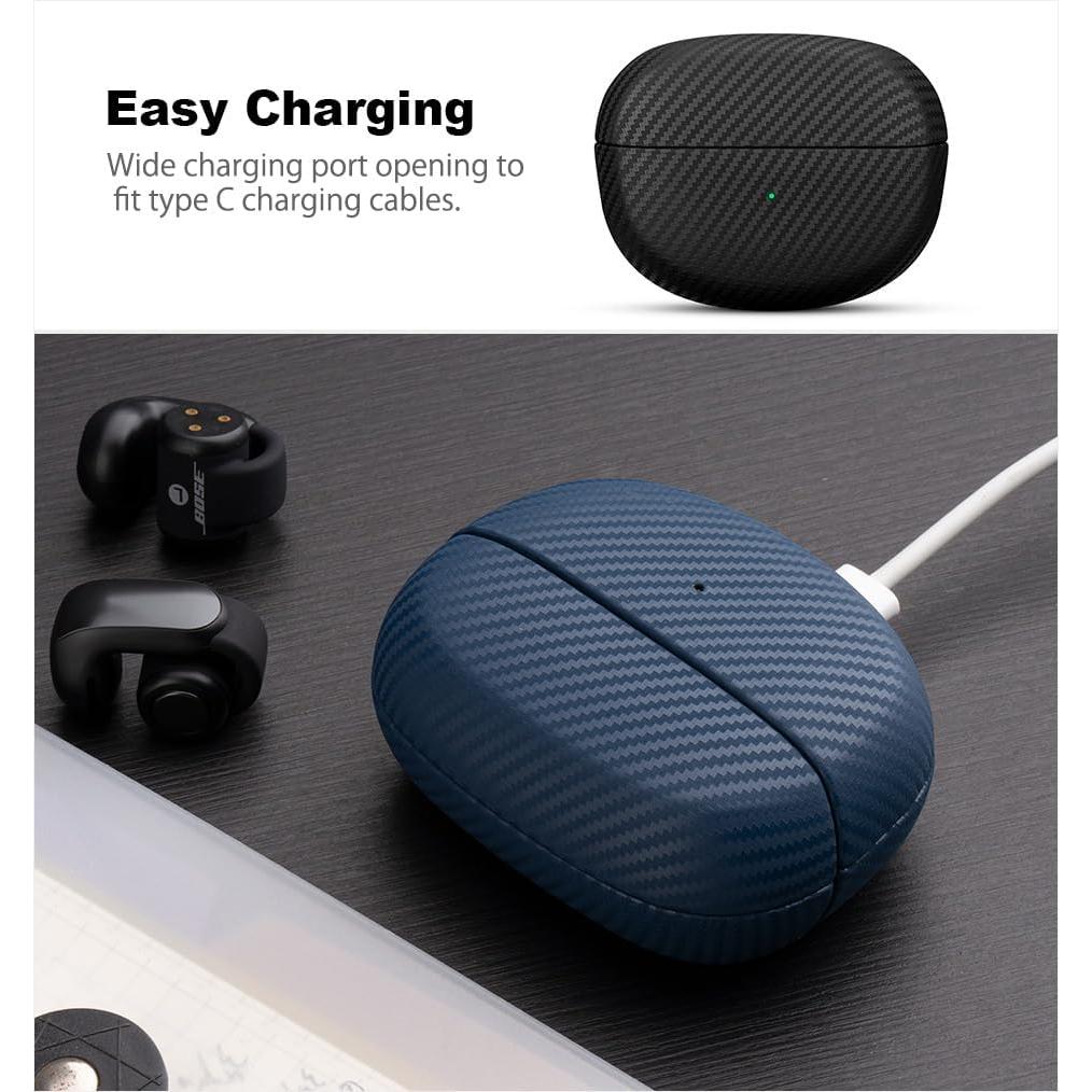 Funda de Cuero para Bose Ultra Open Earbuds - Negro