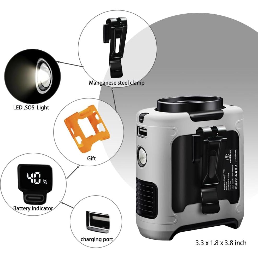 Ventilador Portátil CAZOKASI K50 10000mAh Clip Cintura