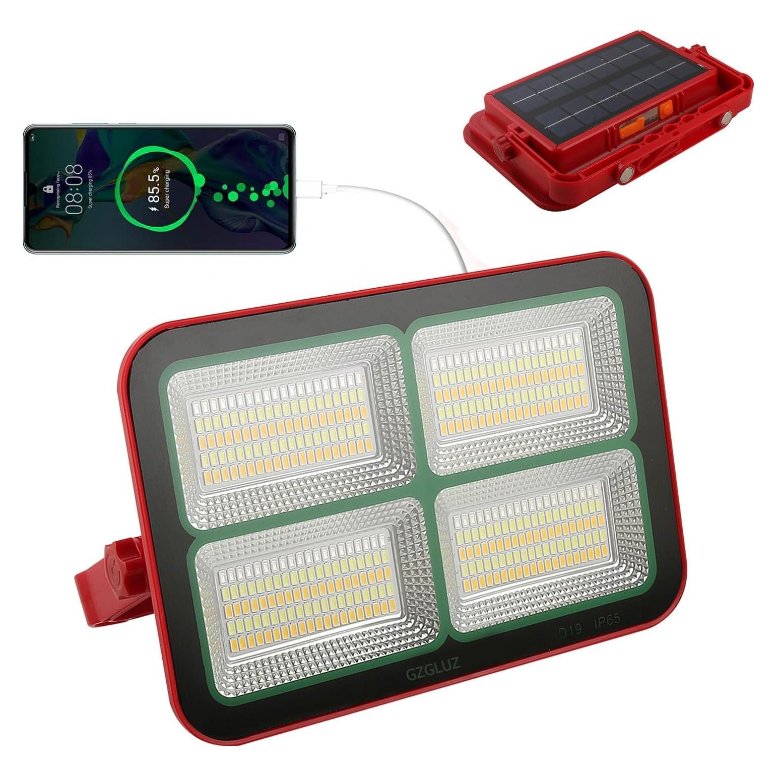 Luz de Trabajo Solar GZGLUZ D19 200W 15000LM IP69 Recargable
