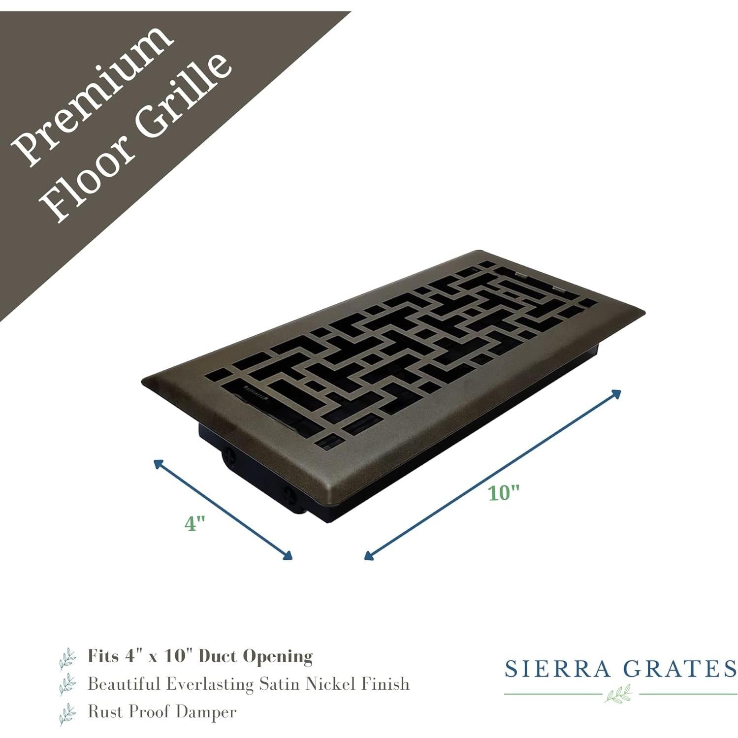 Registro de Piso Oriental 10x25.4 cm Bronce Metálico Sierra Gates