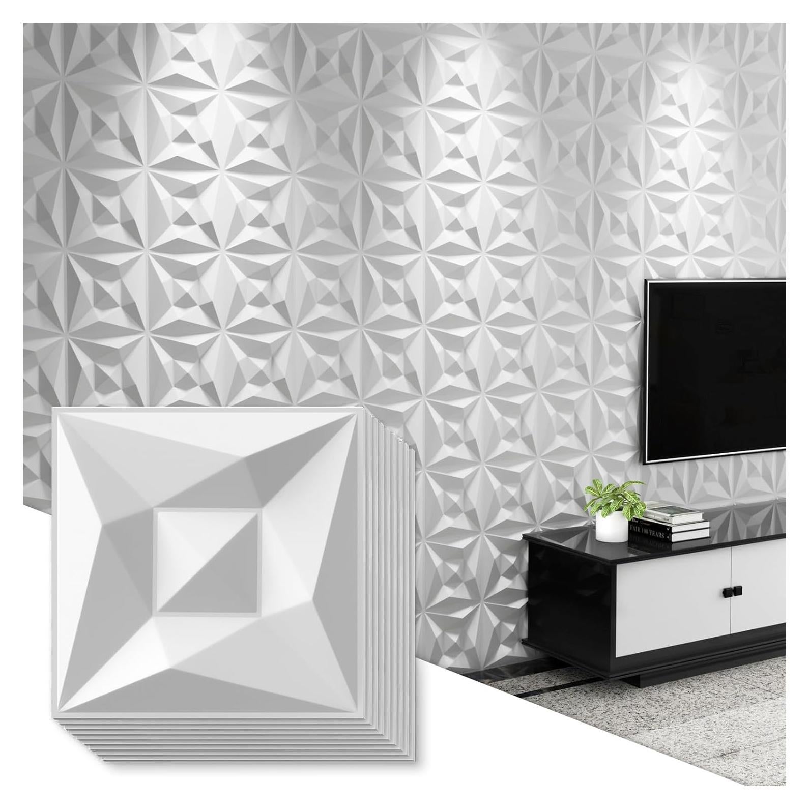 Paneles de Pared 3D Greymond PVC Blanco 33 Piezas 30x30 cm