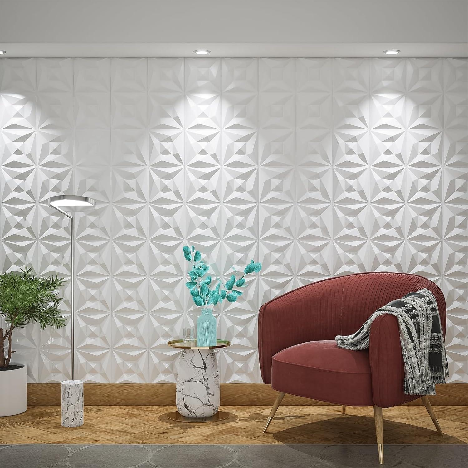 Paneles de Pared 3D Greymond PVC Blanco 33 Piezas 30x30 cm