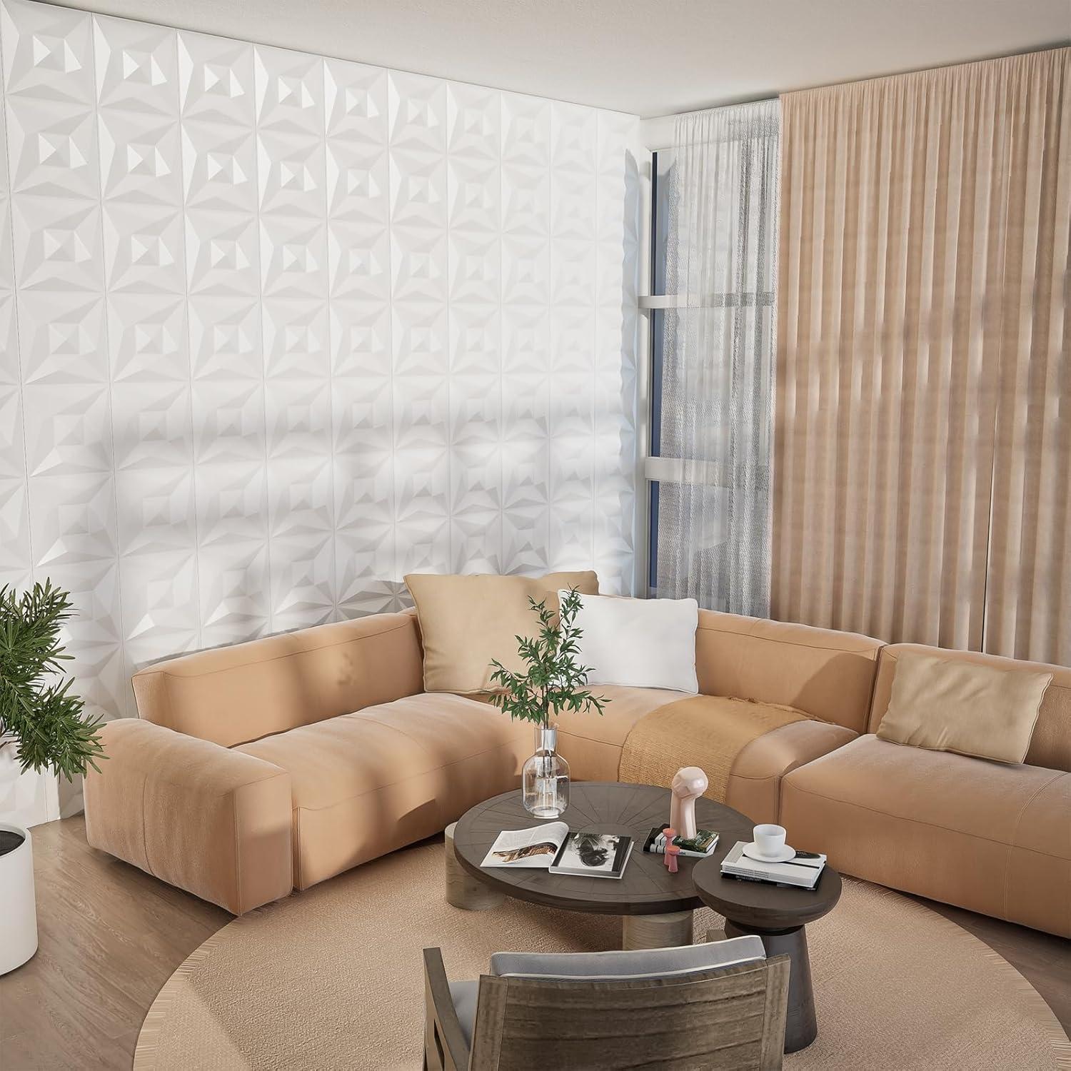 Paneles de Pared 3D Greymond PVC Blanco 33 Piezas 30x30 cm