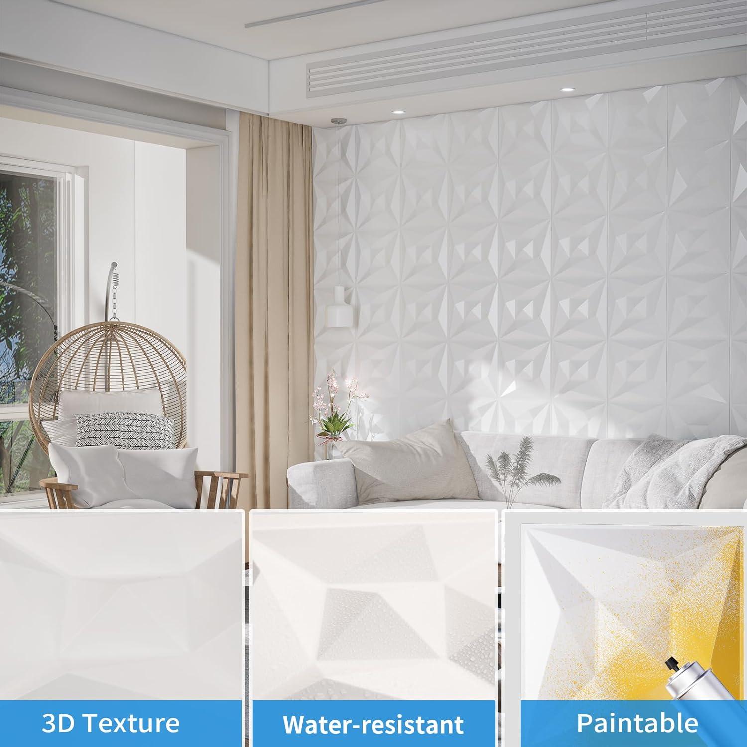 Paneles de Pared 3D Greymond PVC Blanco 33 Piezas 30x30 cm