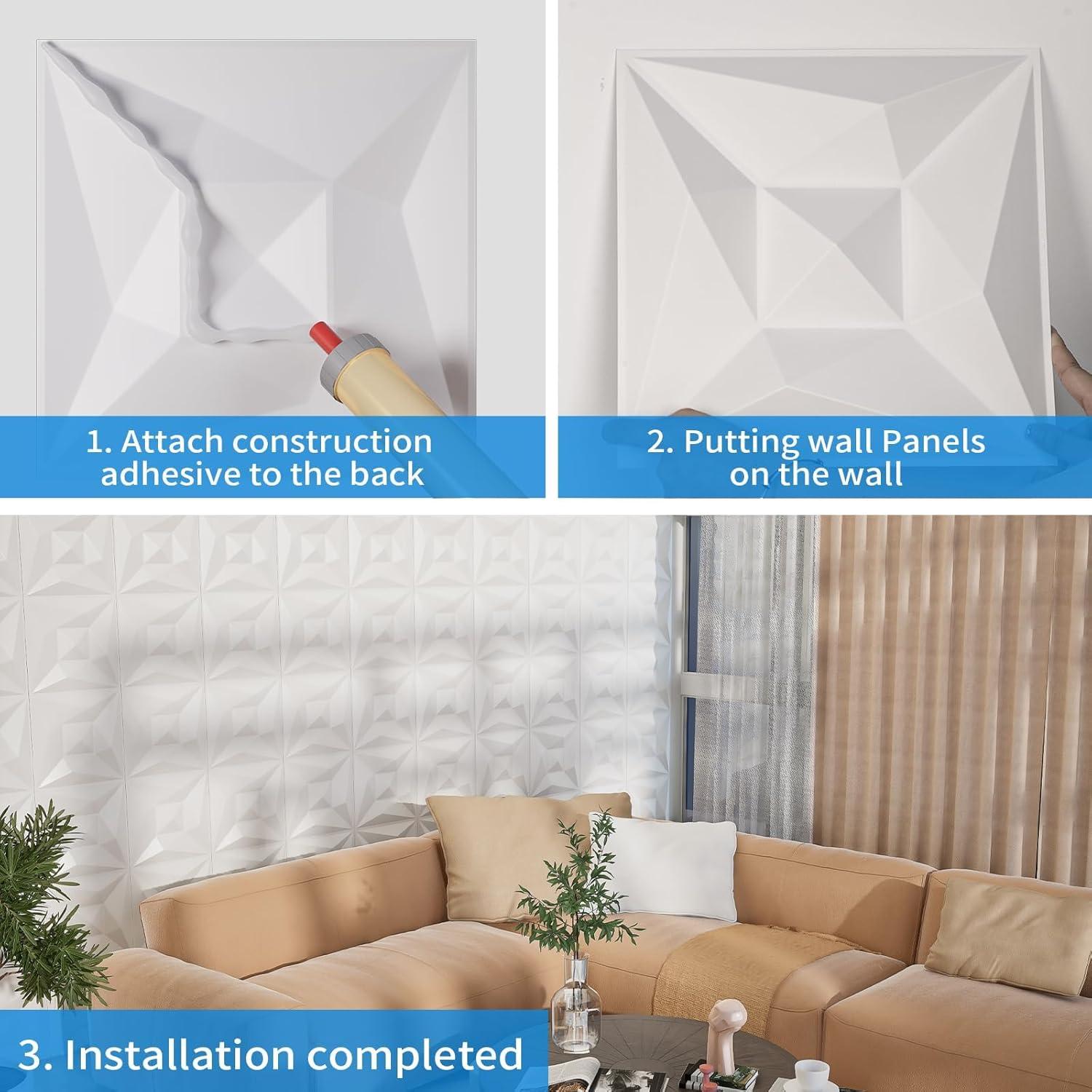 Paneles de Pared 3D Greymond PVC Blanco 33 Piezas 30x30 cm