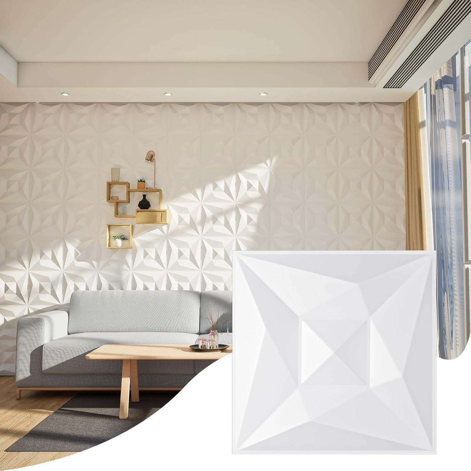 Paneles de Pared 3D Greymond PVC Blanco 33 Piezas 30x30 cm