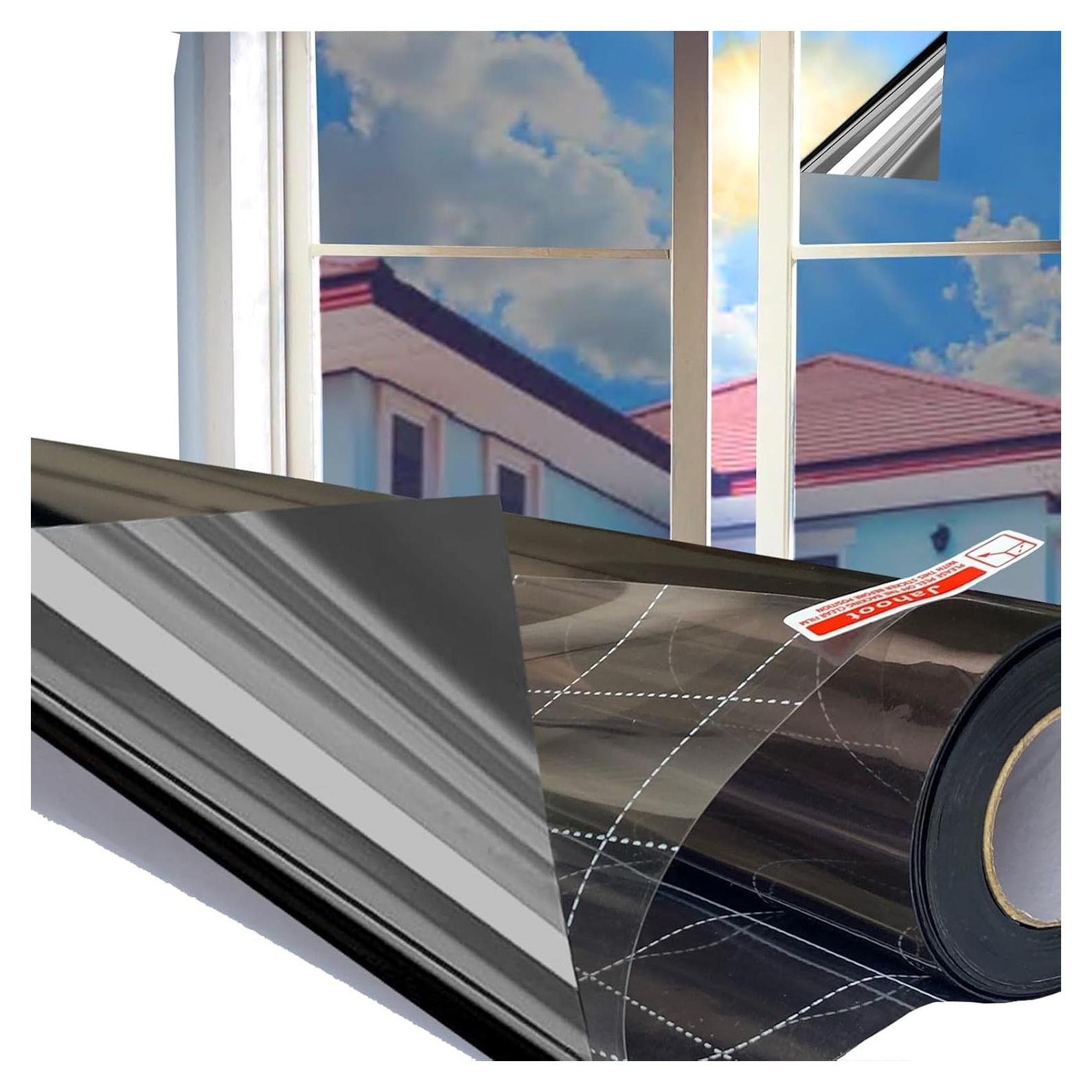 Película de Privacidad Jahoot 45x200cm Plata-Negro Sin Adhesivo