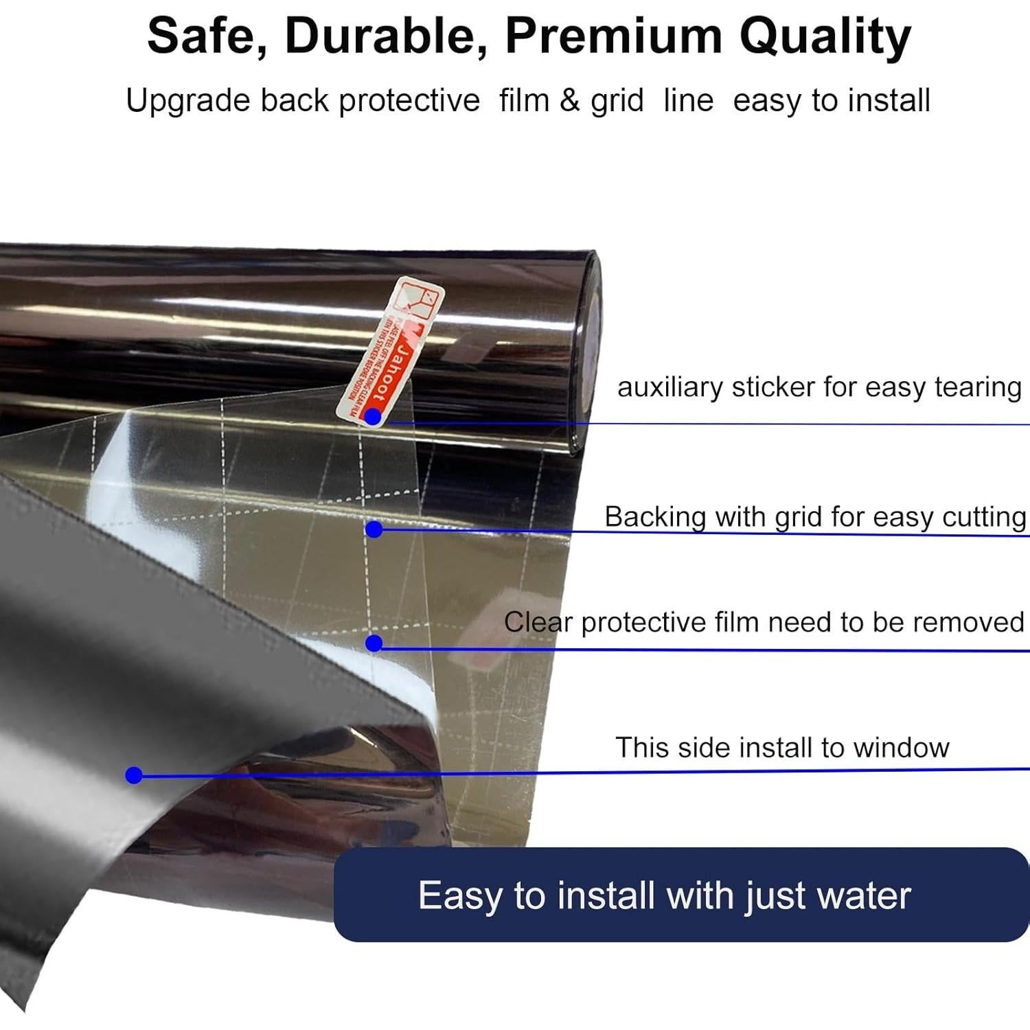 Película de Privacidad Jahoot 45x200cm Plata-Negro Sin Adhesivo