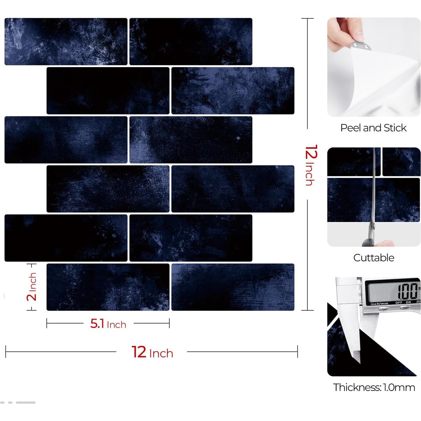 Azulejos Autoadhesivos Livelynine 4 Pcs 30.48x30.48 cm Azul