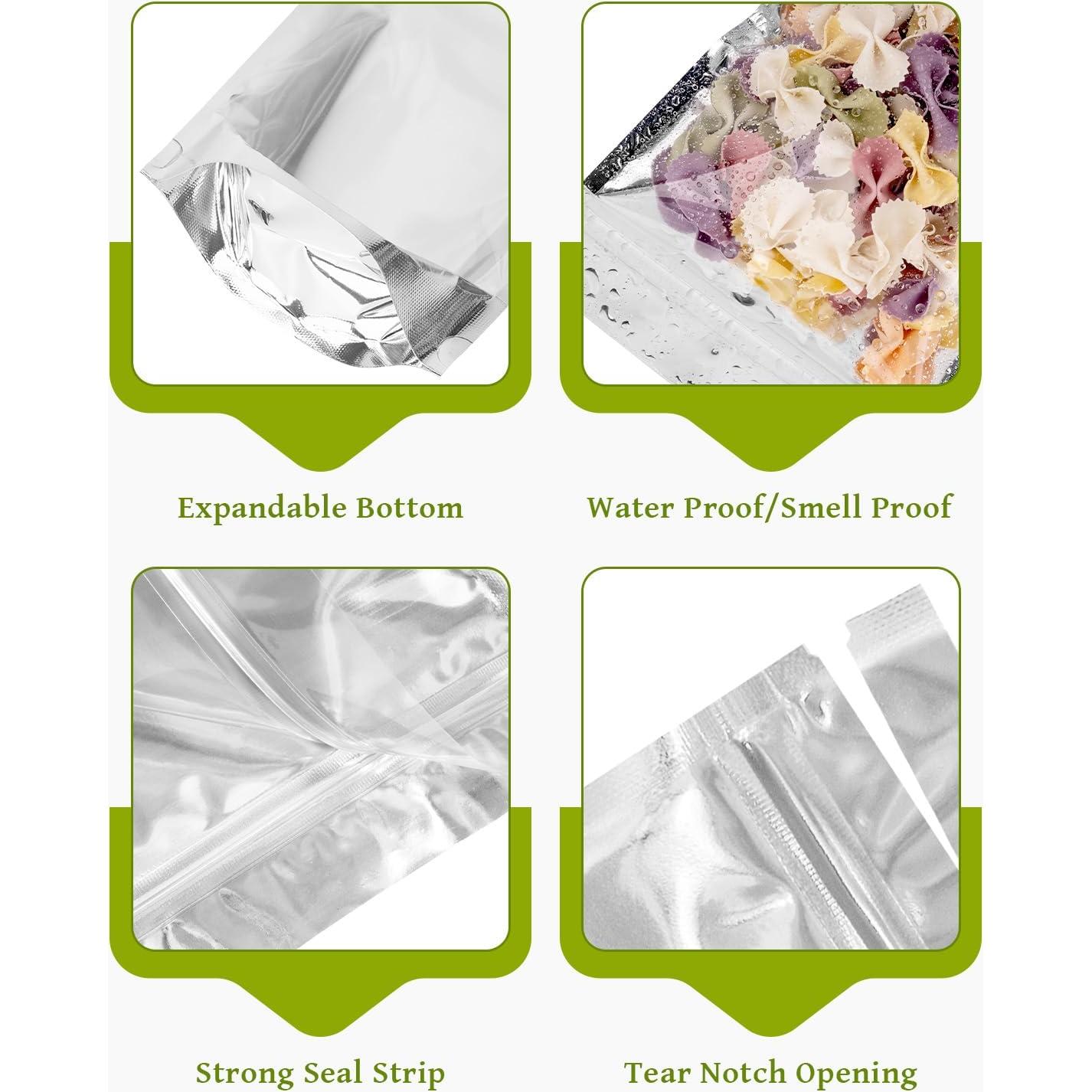 200 Bolsas Mylar 12.7x20.3 cm Gwybkq Reutilizables Almacenamiento