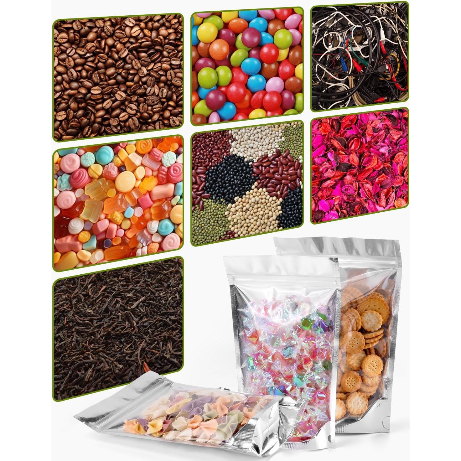 200 Bolsas Mylar 12.7x20.3 cm Gwybkq Reutilizables Almacenamiento