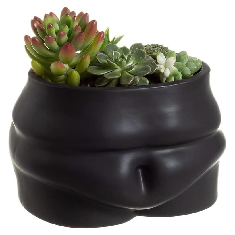 Maceta de Cerámica Misijuer Forma de Cuerpo Negra 10.16cm