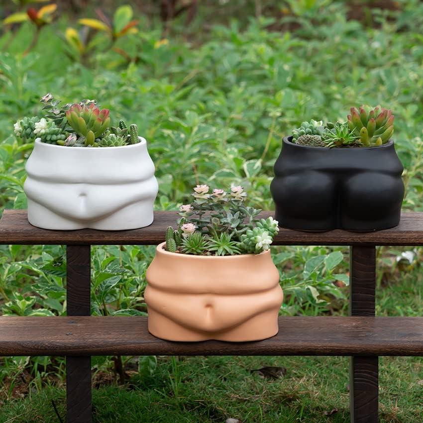 Maceta de Cerámica Misijuer Forma de Cuerpo Negra 10.16cm