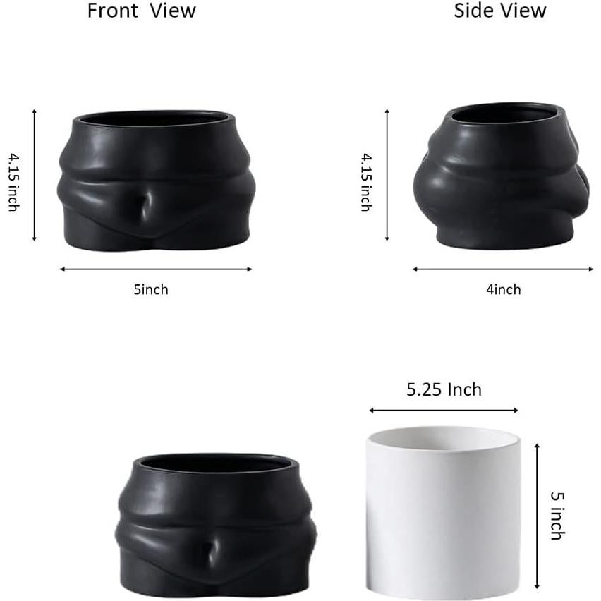 Maceta de Cerámica Misijuer Forma de Cuerpo Negra 10.16cm