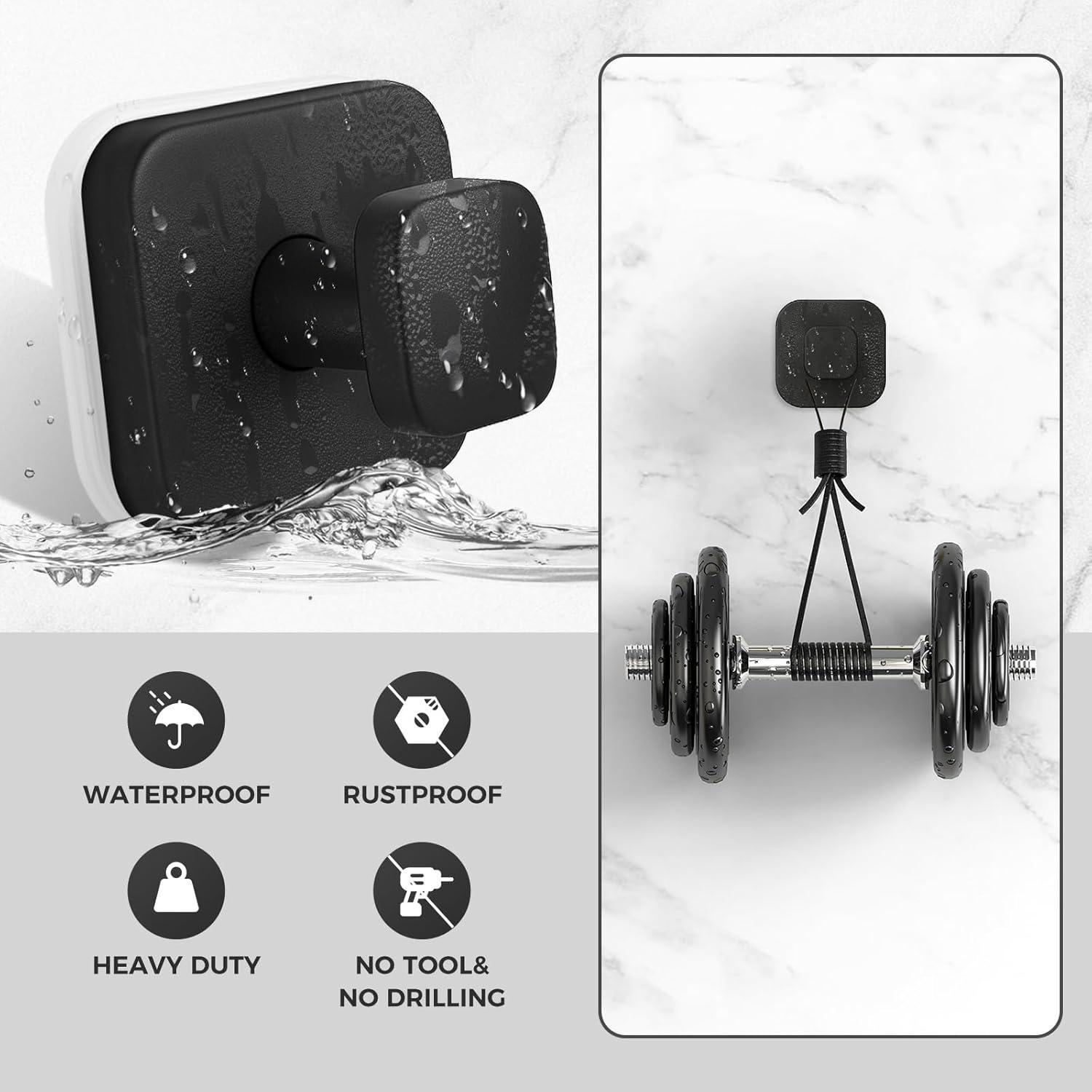 Ganchos de Ducha Reutilizables WingWider 2 Piezas Negro