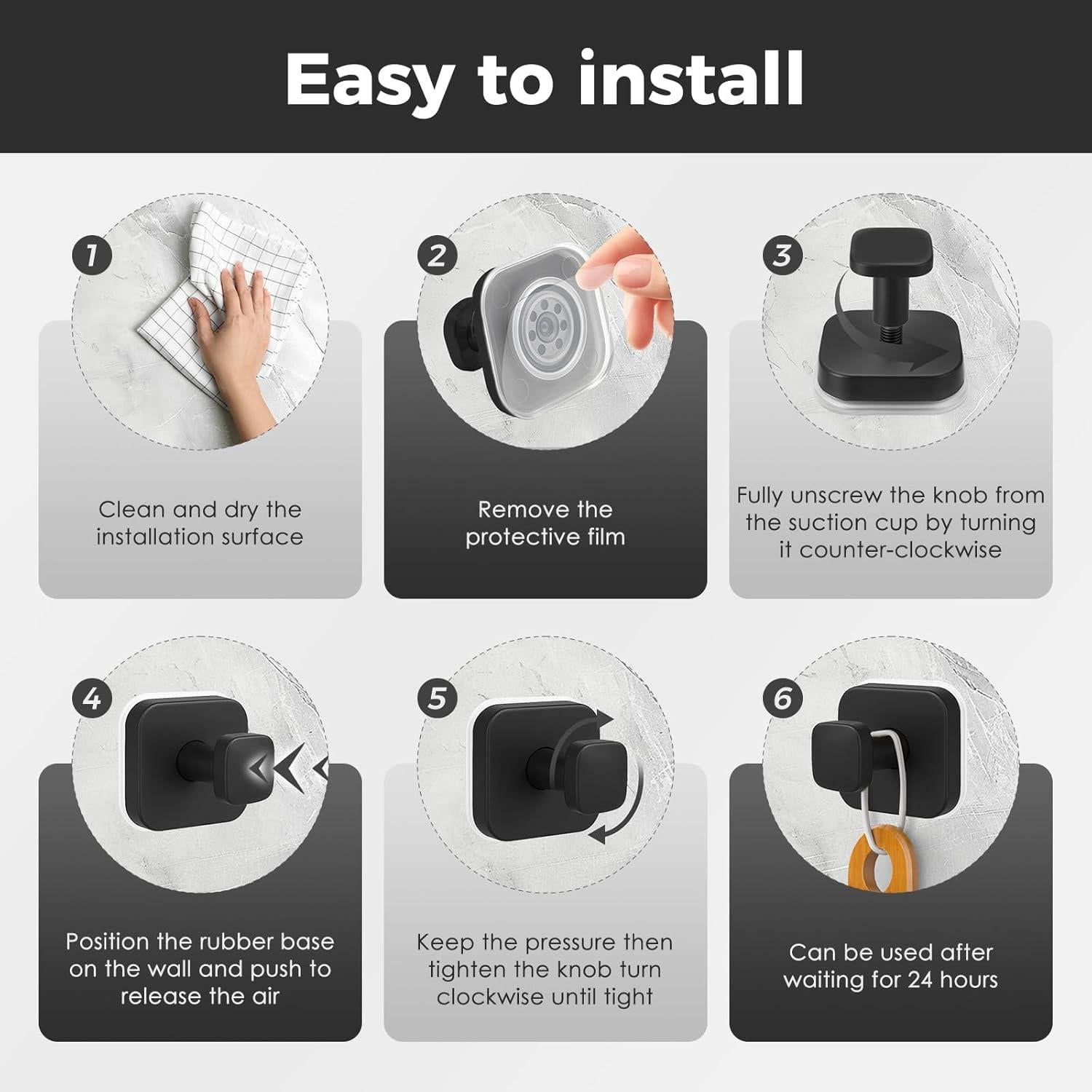 Ganchos de Ducha Reutilizables WingWider 2 Piezas Negro