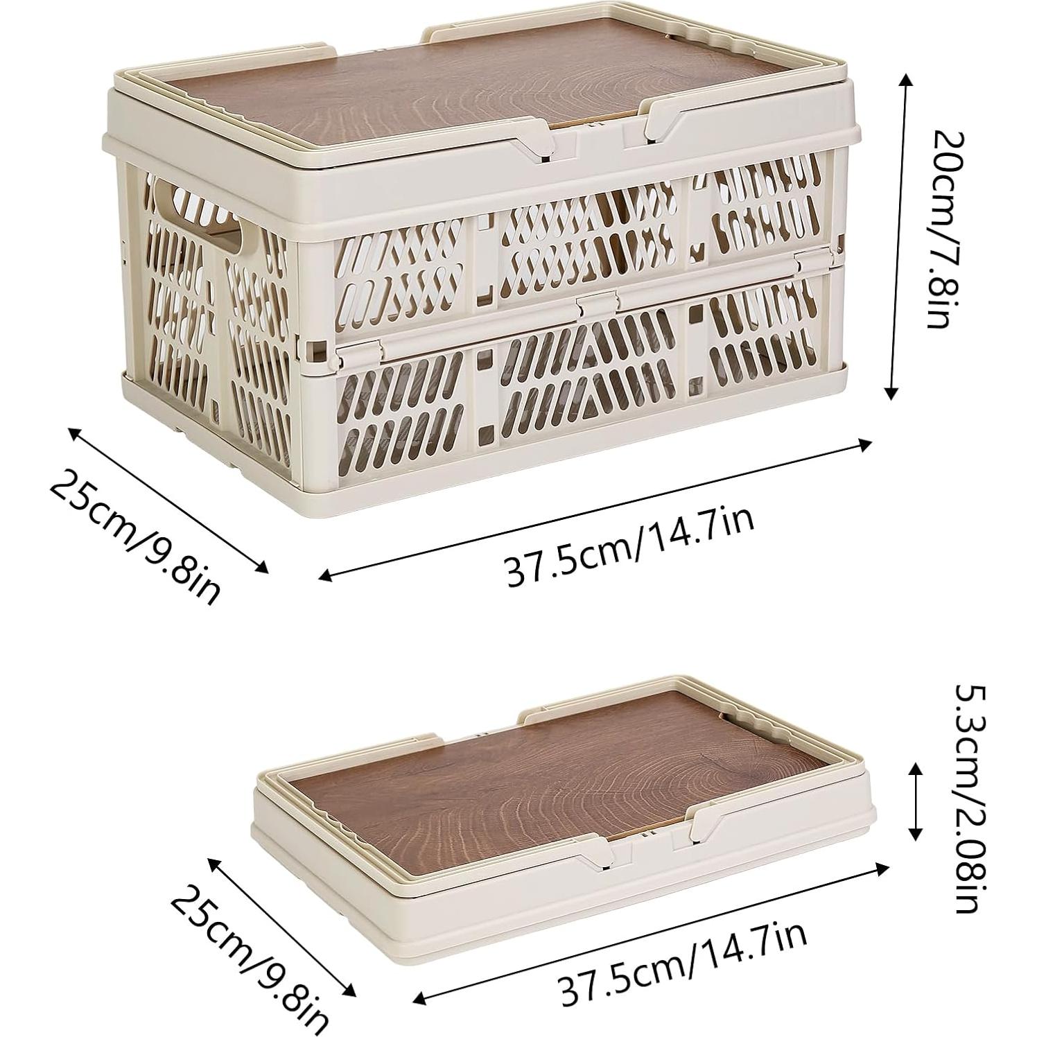 Yummy Sam Bin de Almacenamiento Plegable 18L con Tapa de Madera