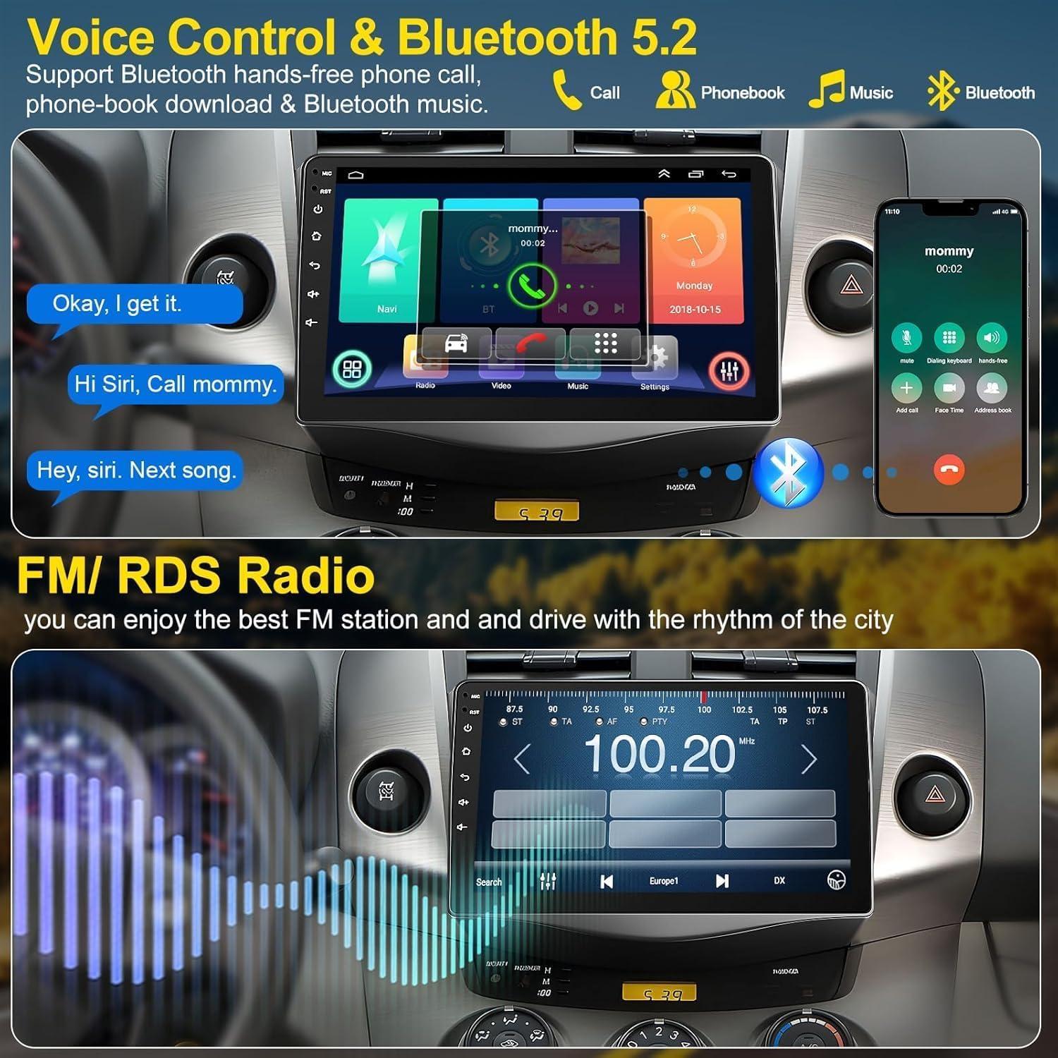 Estéreo Android 13 para Toyota RAV4 2007-2012, 9" IPS, CarPlay