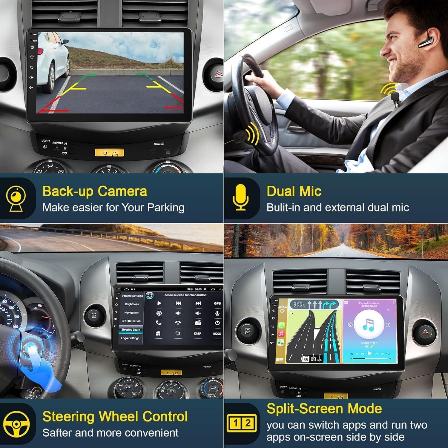 Estéreo Android 13 para Toyota RAV4 2007-2012, 9" IPS, CarPlay