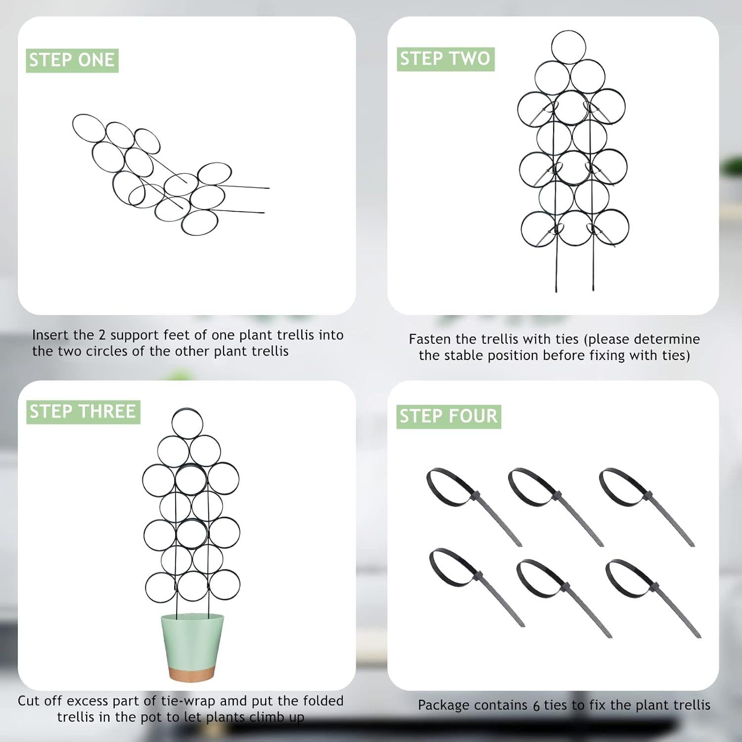Trellis para Plantas LONCHDAN 40 cm Soporte Jardín 3 Piezas