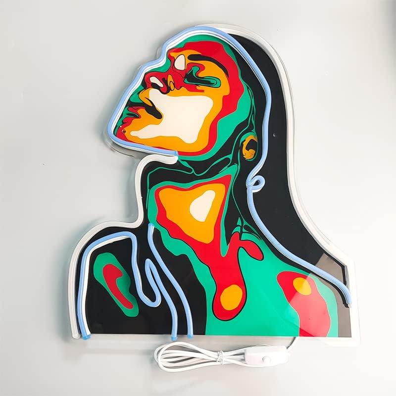 Luz de neón chica con cara hacia arriba Shunyingwanda 41x33cm