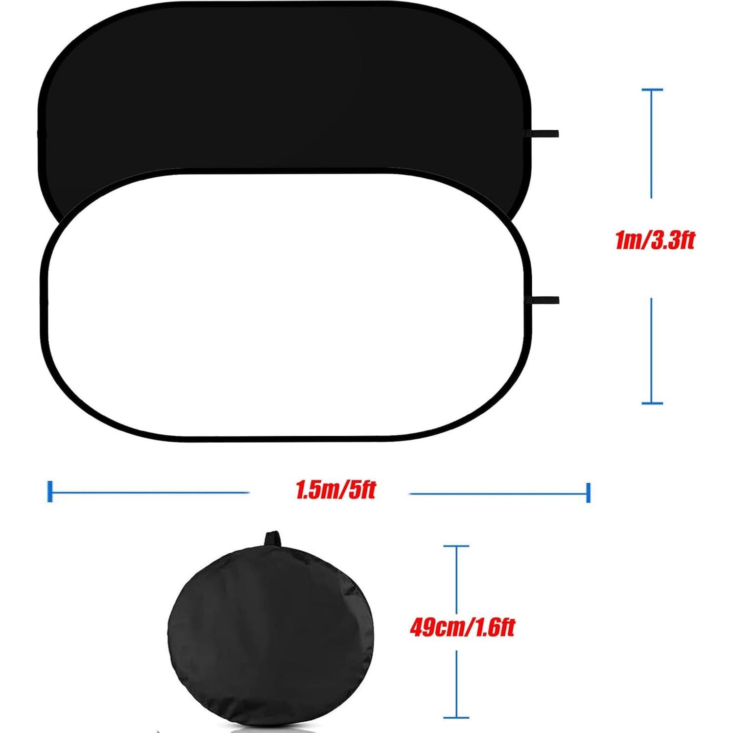 Fondo Chromakey Plegable 2-en-1 Negro Blanco YUOCU 1x1.5m