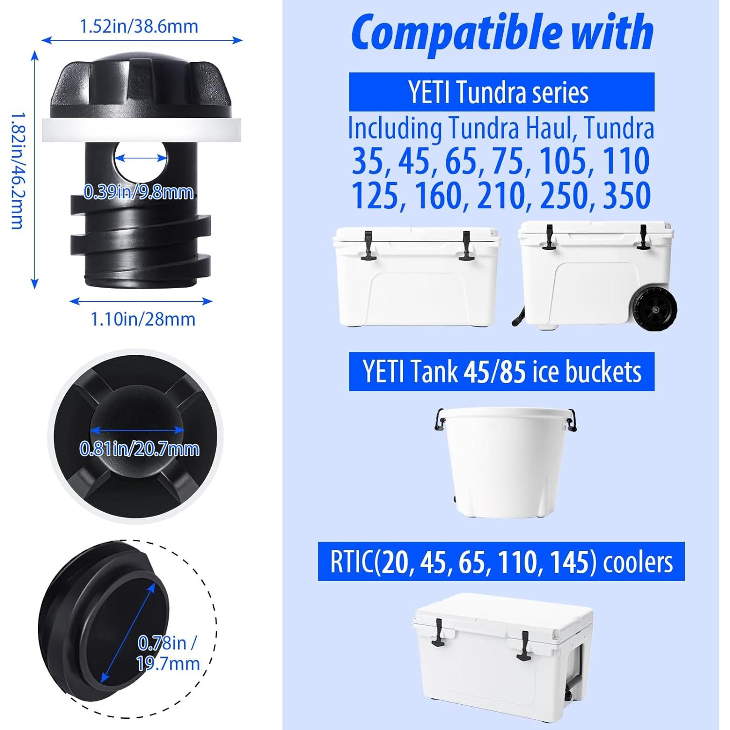 Tapón de Drenaje YETI MetVot, Paquete de 2, Compatible con Tundra