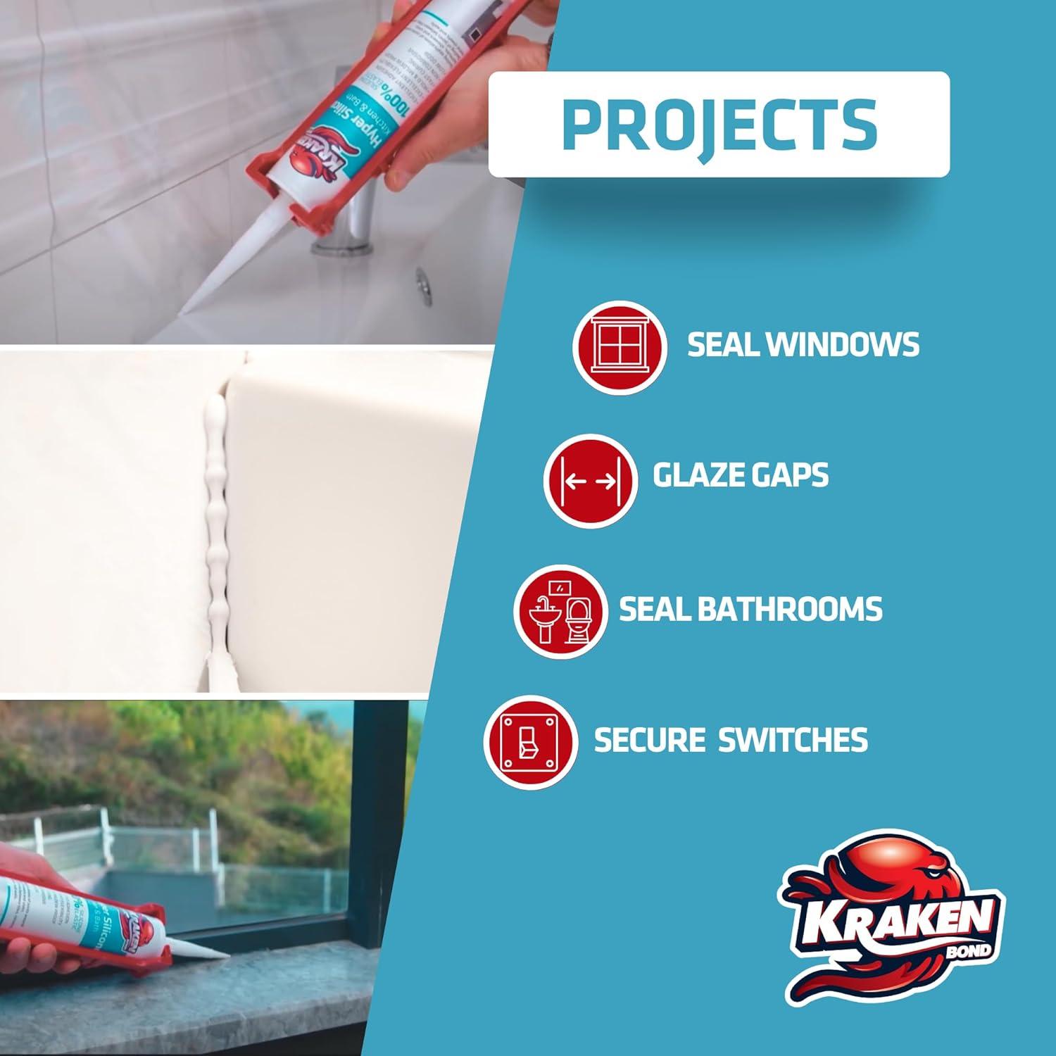 Sellador de Calafateo Kraken Bond 100% Silicona Neutra 300ml