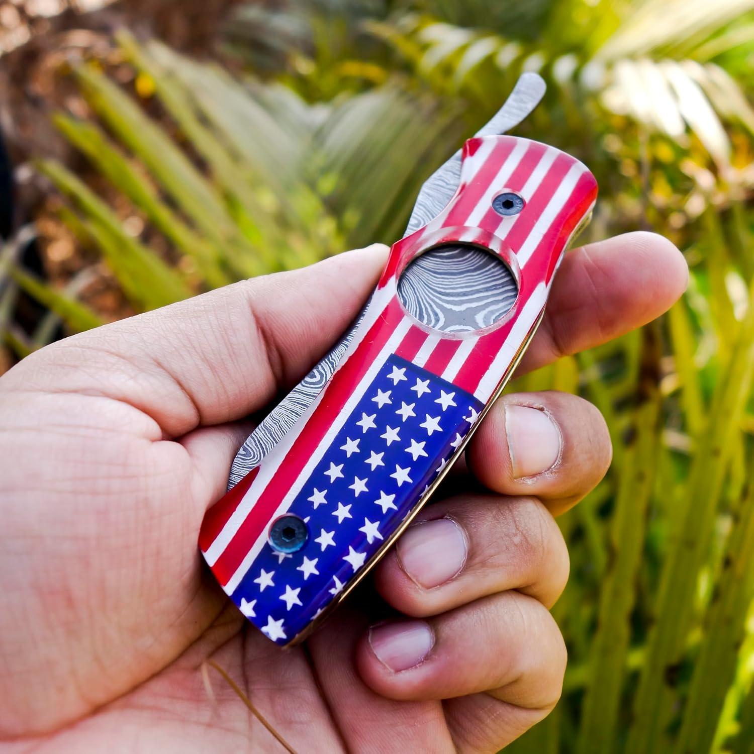 Cortador de Puros AR Knife de Acero Damasco Hecho a Mano