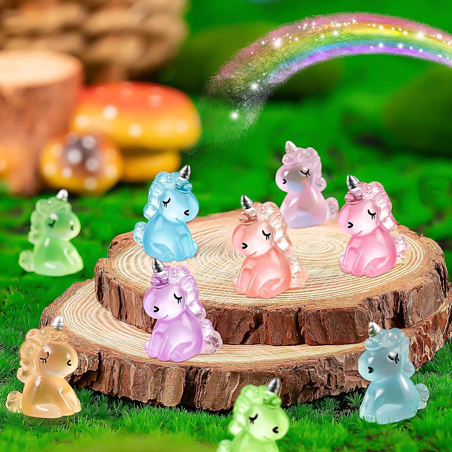 60 Mini Unicornios Resplandecientes de Resina HFAYDZSW