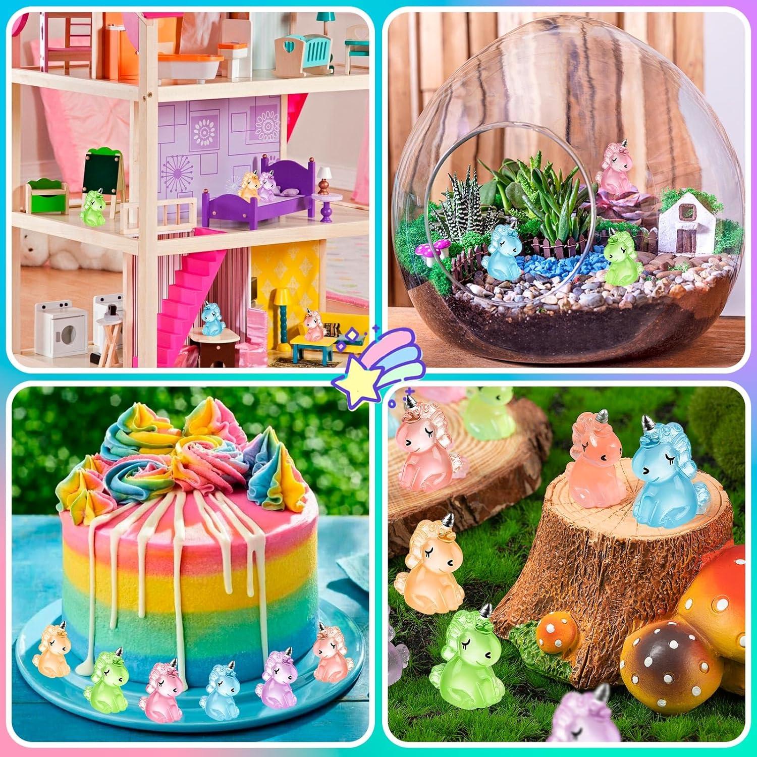 60 Mini Unicornios Resplandecientes de Resina HFAYDZSW