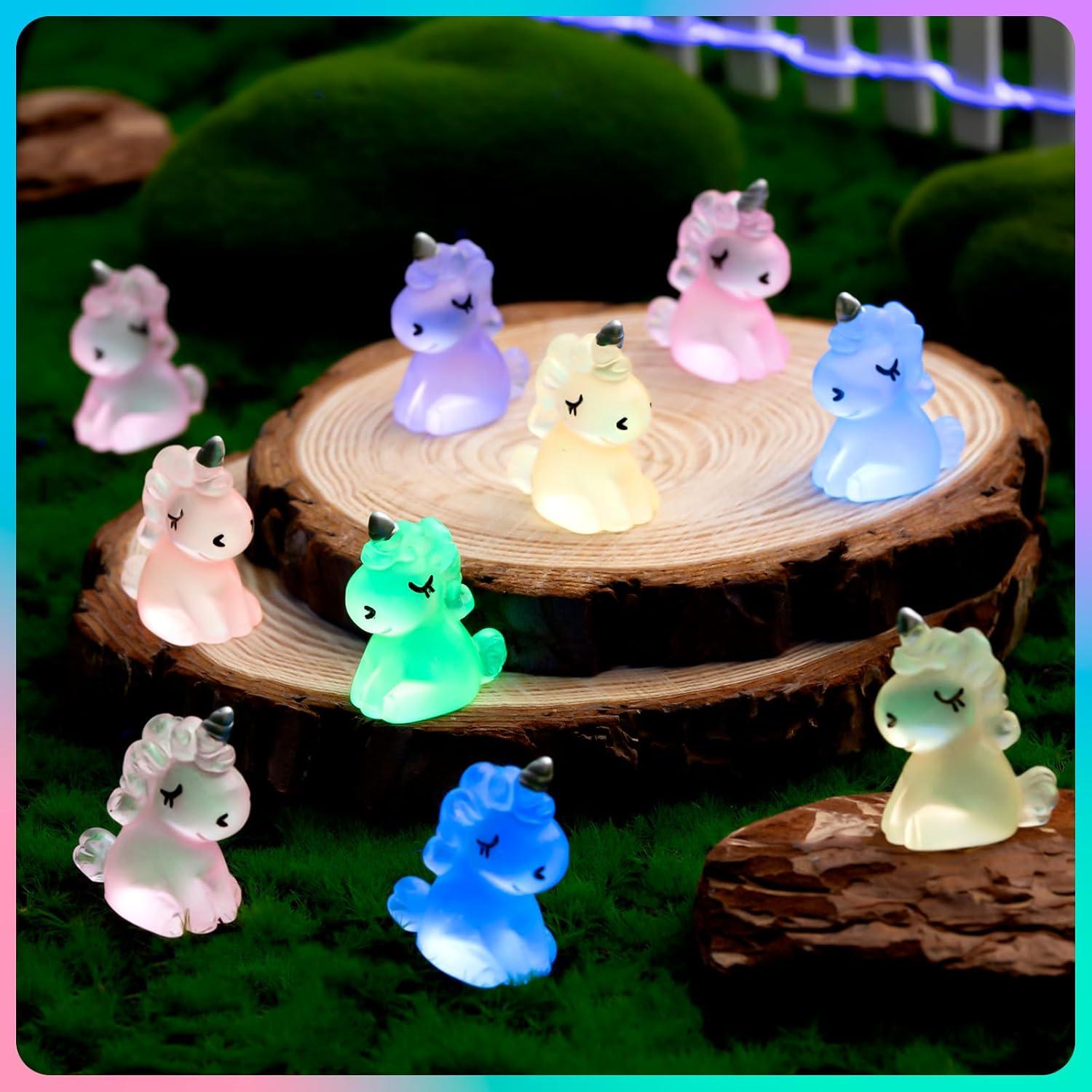 60 Mini Unicornios Resplandecientes de Resina HFAYDZSW
