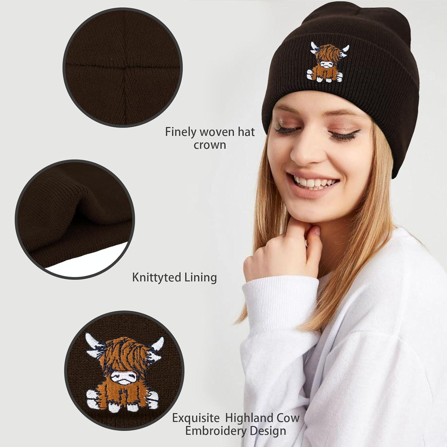 Gorro Beanie Unisex de Vaca Escocesa - Acrílico Suave