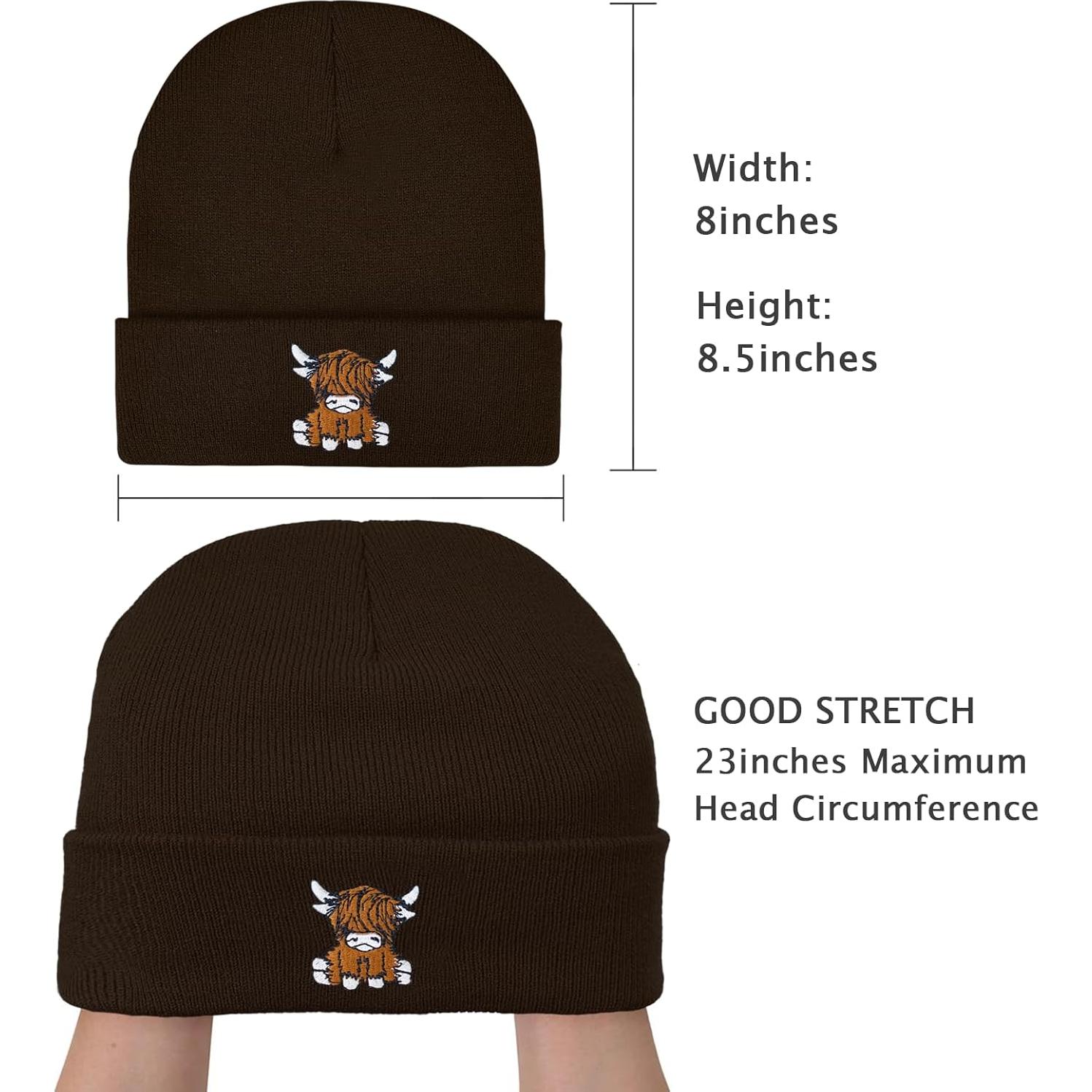 Gorro Beanie Unisex de Vaca Escocesa - Acrílico Suave