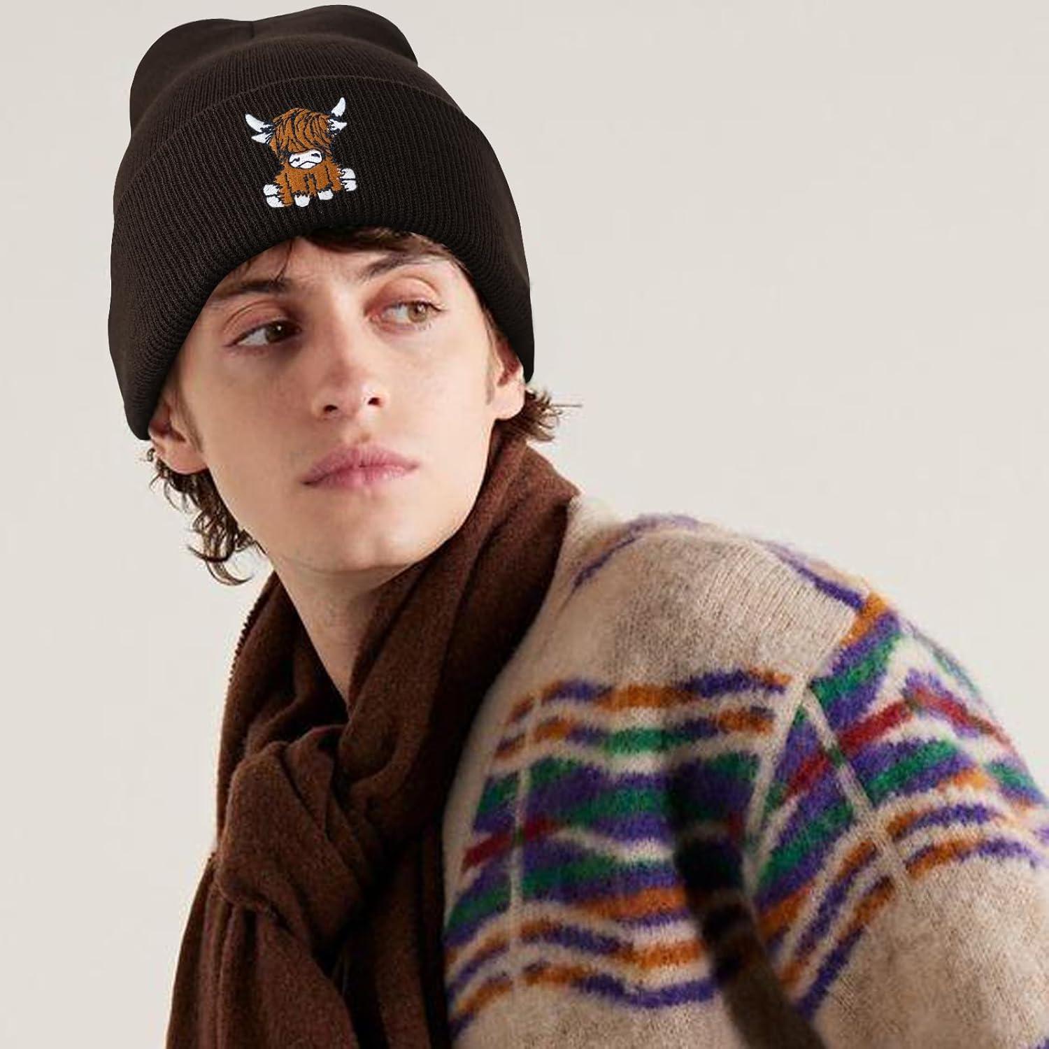 Gorro Beanie Unisex de Vaca Escocesa - Acrílico Suave