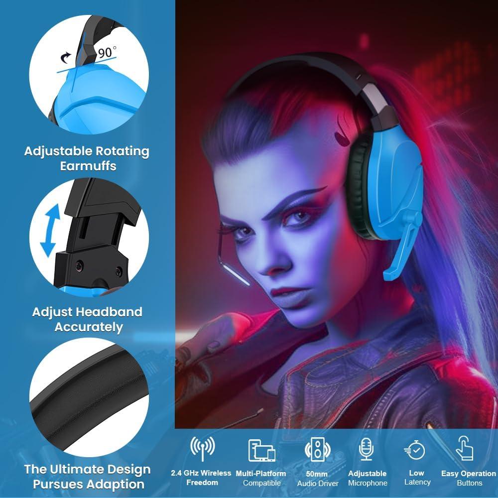 Auriculares Gaming Inalámbricos Wolflaws TA2000 Azul 50mm