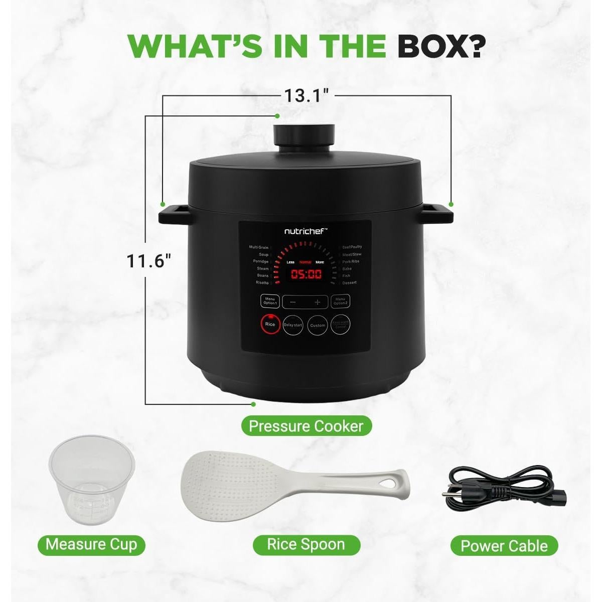 Olla de Presión Eléctrica NutriChef 6L Digital 9 Funciones