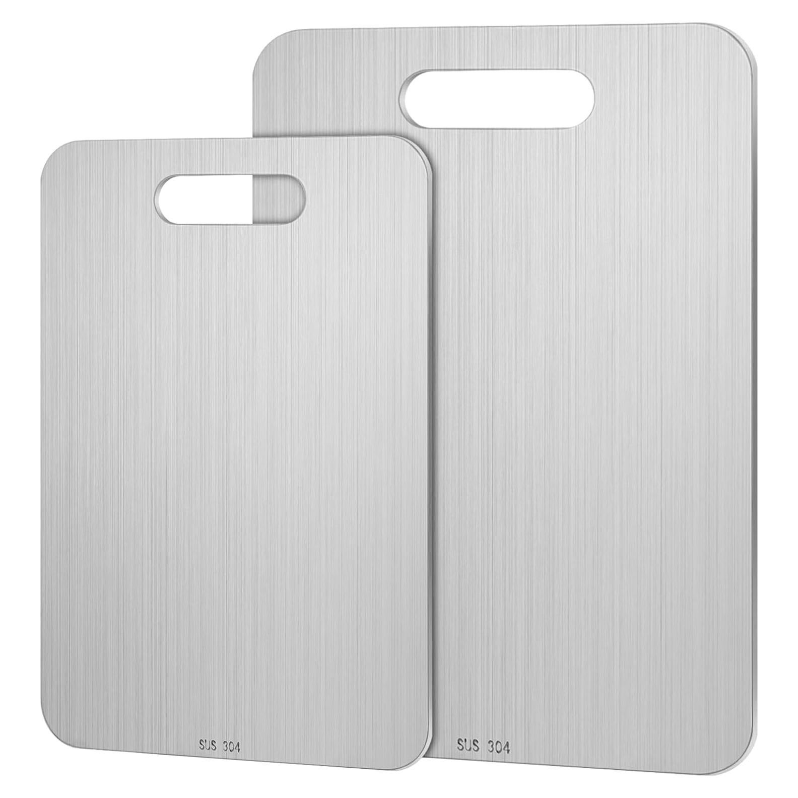 Juego de 2 Tablas de Cortar Acero Inoxidable Yaocom 30x20cm 24x15cm