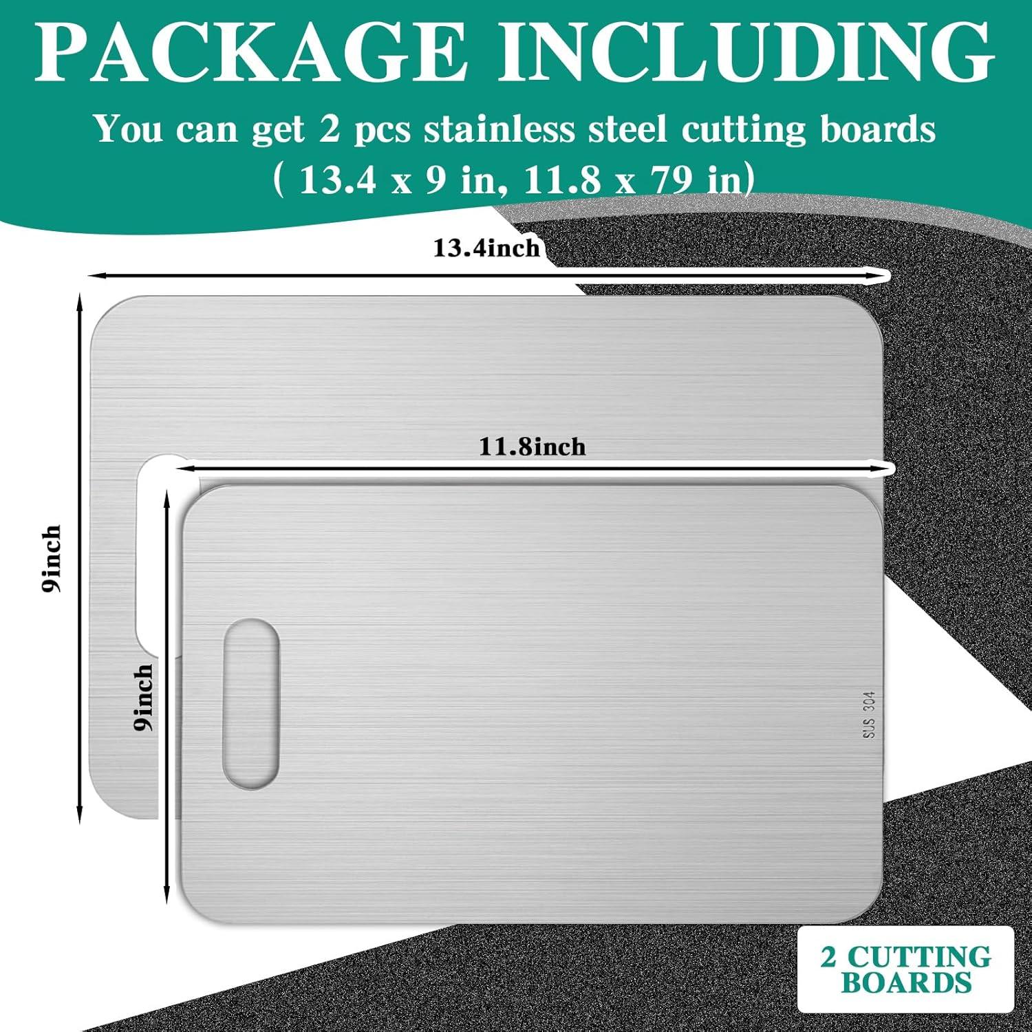 Juego de 2 Tablas de Cortar Acero Inoxidable Yaocom 30x20cm 24x15cm