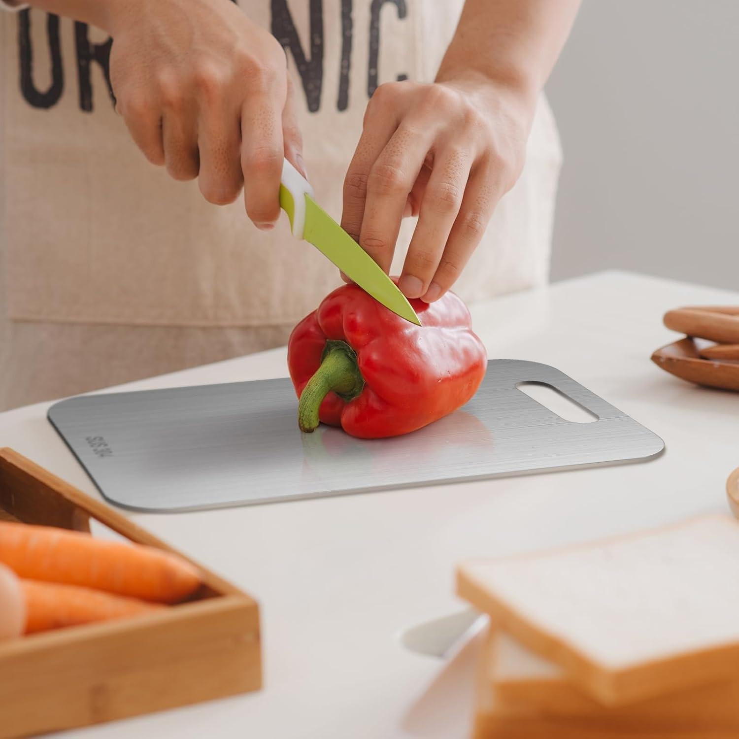 Juego de 2 Tablas de Cortar Acero Inoxidable Yaocom 30x20cm 24x15cm