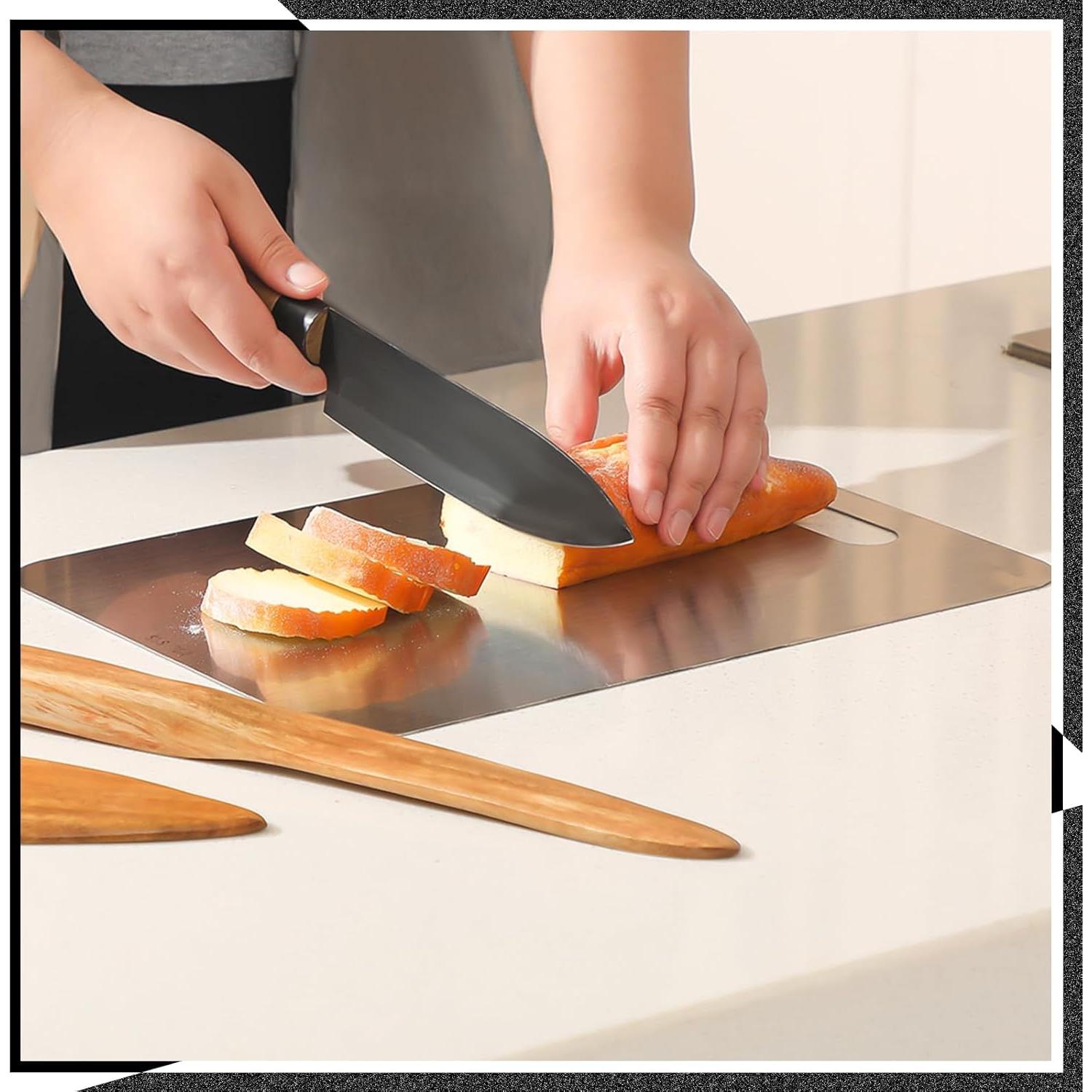 Juego de 2 Tablas de Cortar Acero Inoxidable Yaocom 30x20cm 24x15cm