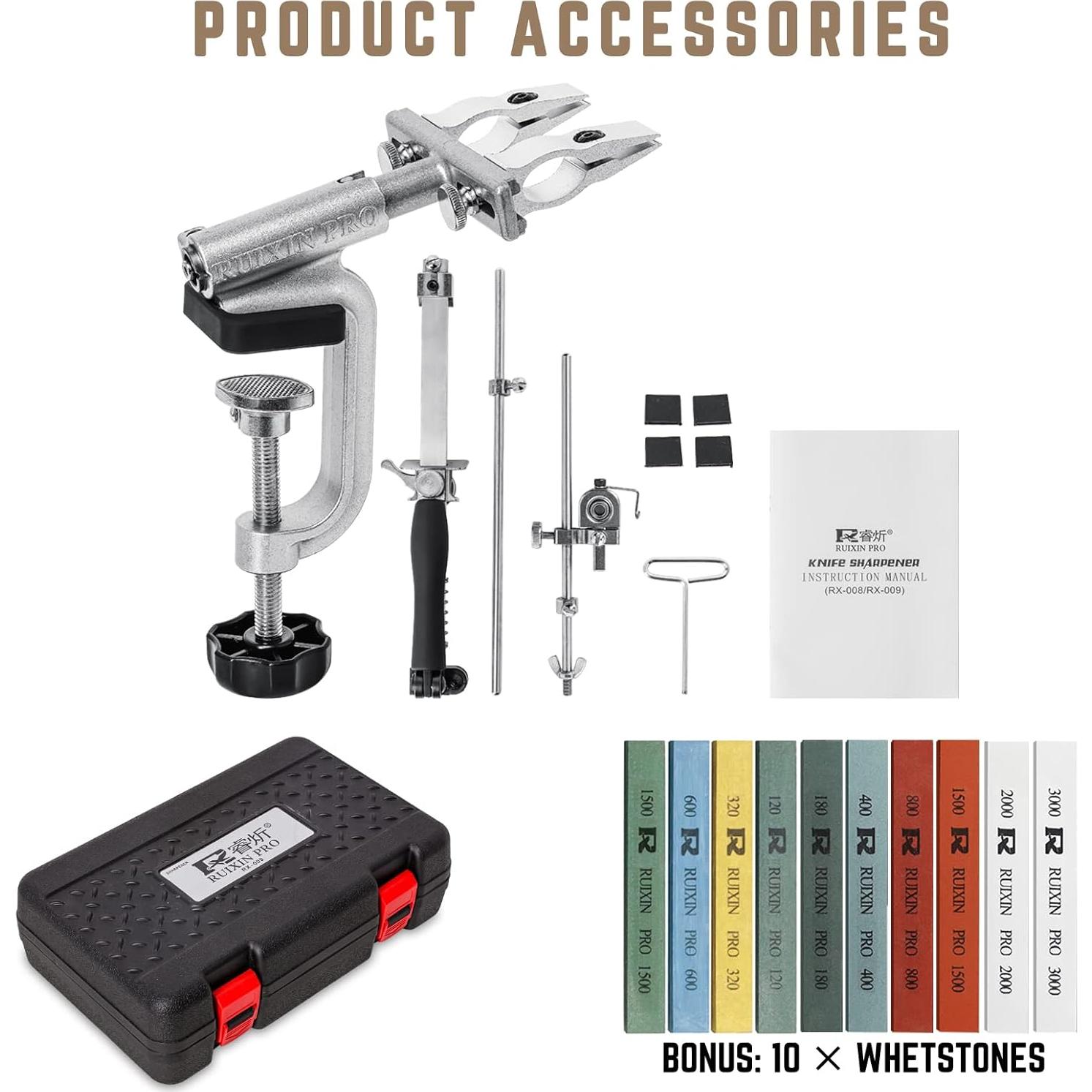 Afilador de Cuchillos Profesional MOVIRON RX-009 con 10 Piedras