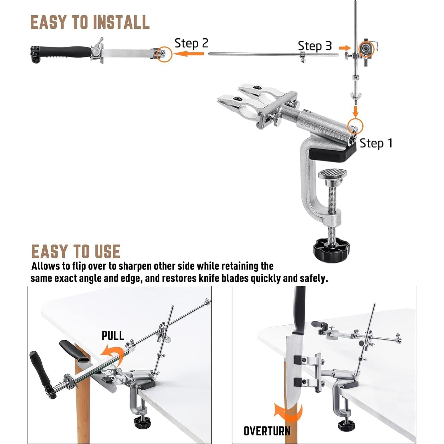 Afilador de Cuchillos Profesional MOVIRON RX-009 con 10 Piedras