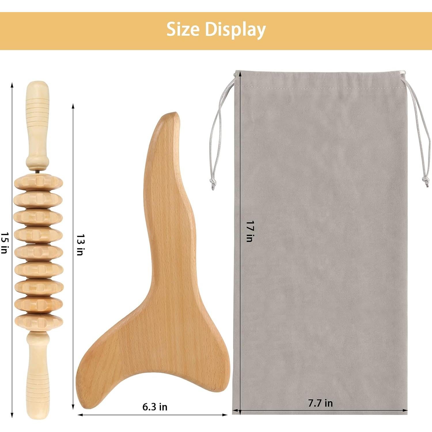 Kit de Masaje Gua Sha de Madera Machomby 2 Piezas Drenaje Linfático